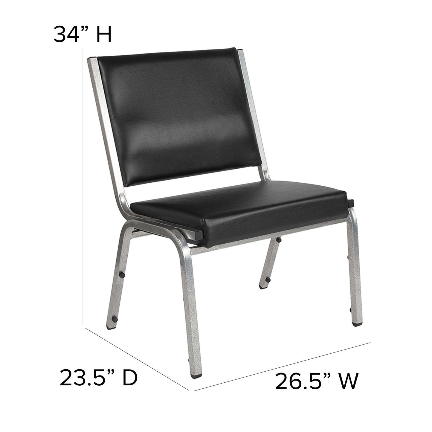 HERCULES Series 950 lb. Rated Black Antimicrobial Vinyl Bariatric Medical Reception Chair Black Vinyl