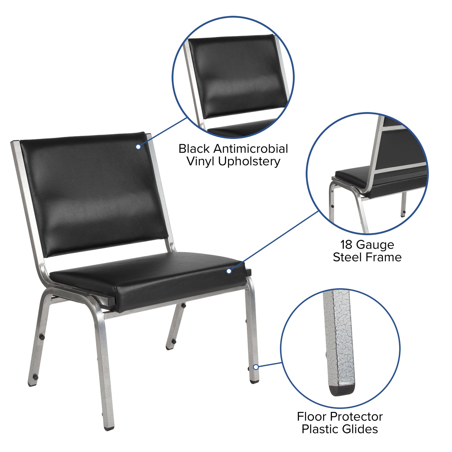 HERCULES Series 950 lb. Rated Black Antimicrobial Vinyl Bariatric Medical Reception Chair Black Vinyl