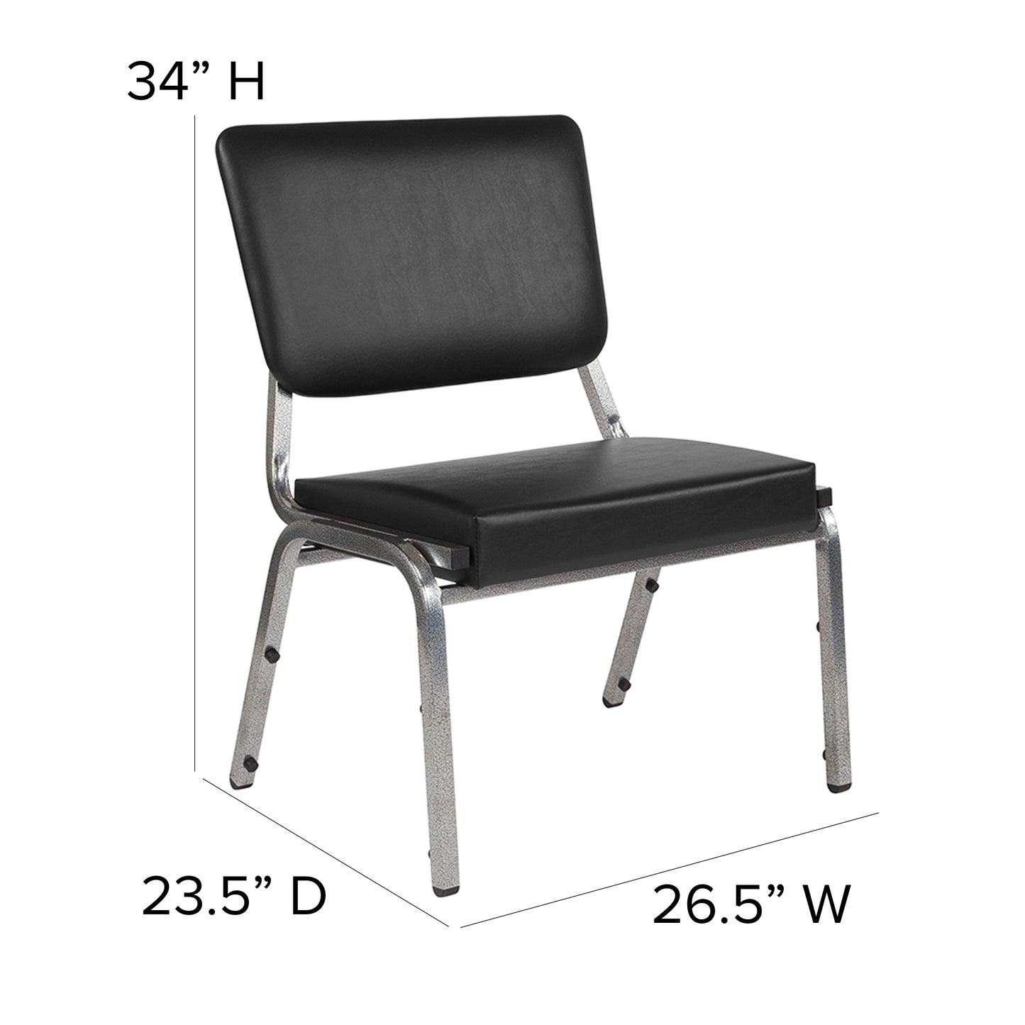 HERCULES Series 1000 lb. Rated Black Antimicrobial Vinyl Bariatric Medical Reception Chair with 3/4 Panel Back Black Vinyl