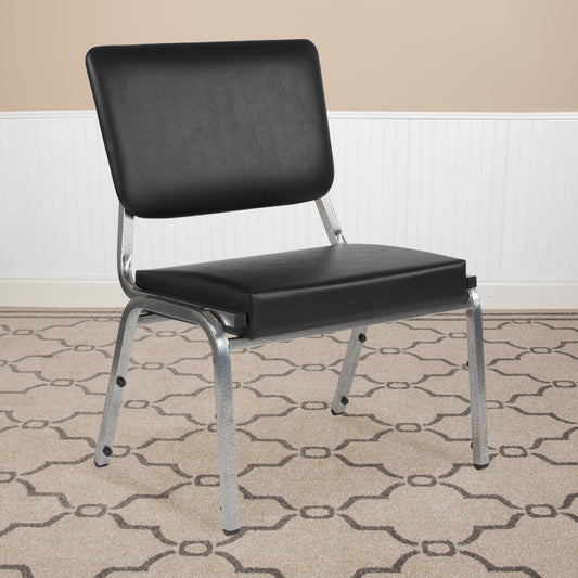 HERCULES Series 1000 lb. Rated Black Antimicrobial Vinyl Bariatric Medical Reception Chair with 3/4 Panel Back Black Vinyl