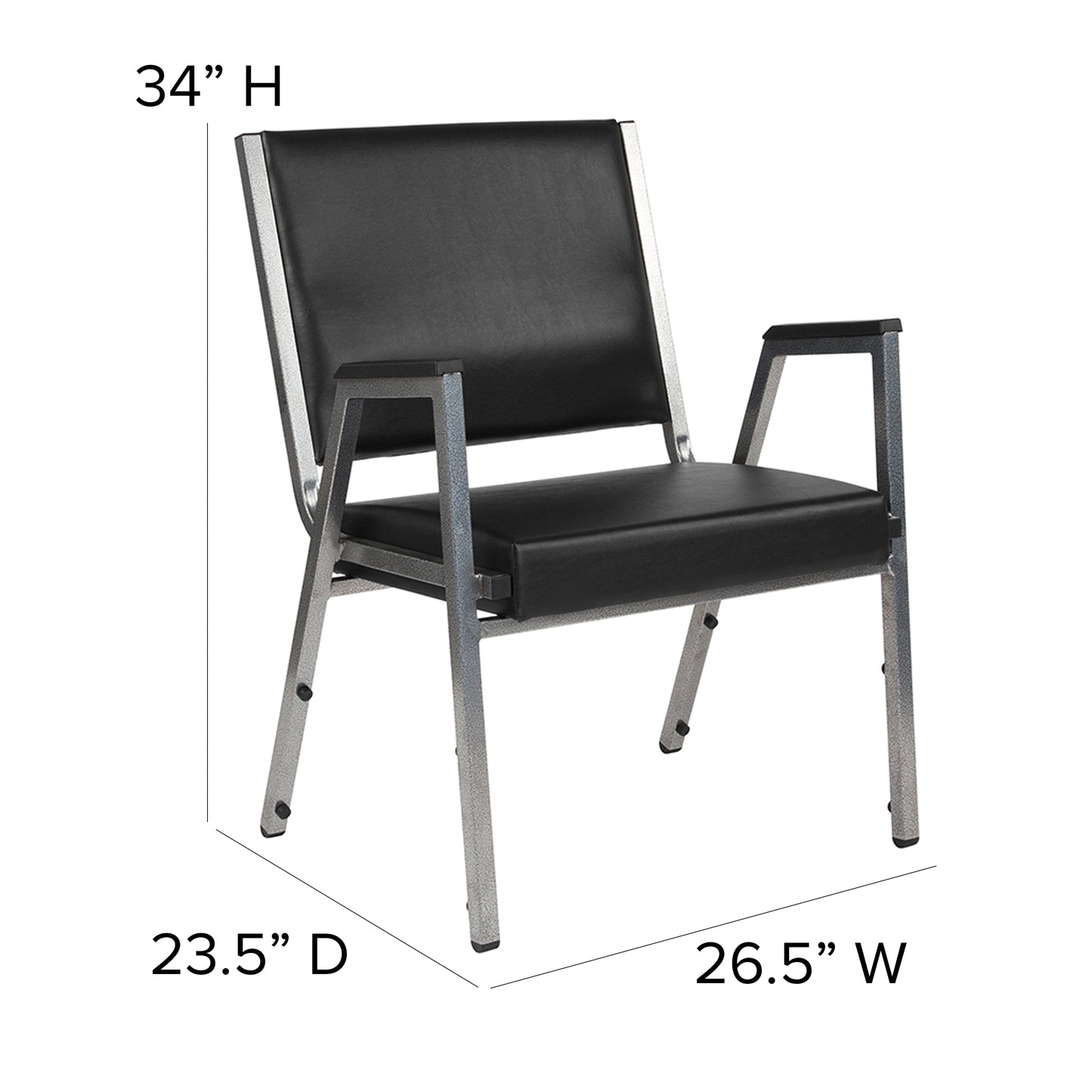 HERCULES Series 1000 lb. Rated Black Antimicrobial Vinyl Bariatric Medical Reception Arm Chair Black Vinyl