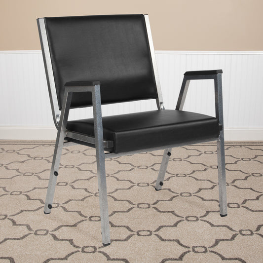 HERCULES Series 1000 lb. Rated Black Antimicrobial Vinyl Bariatric Medical Reception Arm Chair Black Vinyl