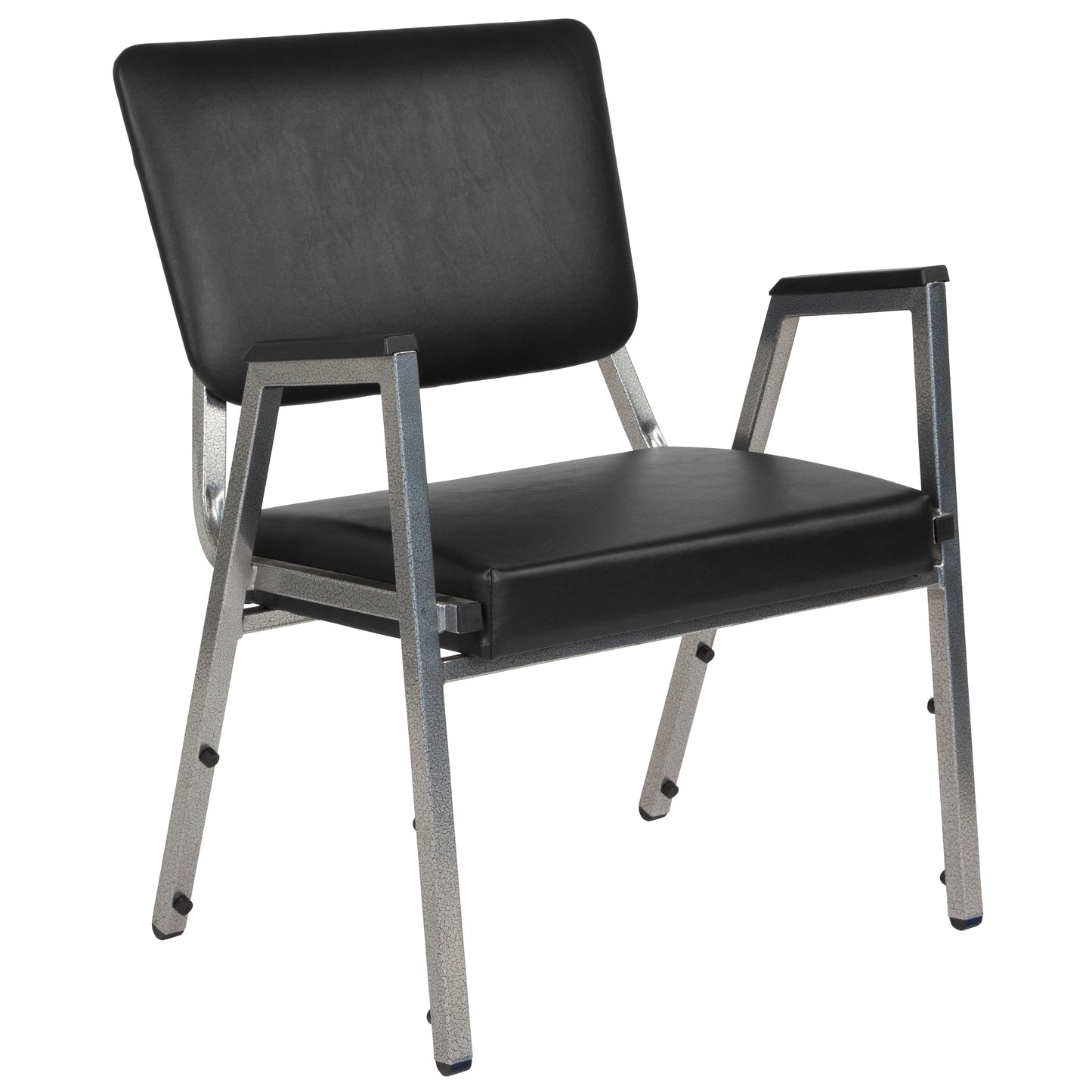 HERCULES Series 1000 lb. Rated Black Antimicrobial Vinyl Bariatric Medical Reception Arm Chair with 3/4 Panel Back Black Vinyl