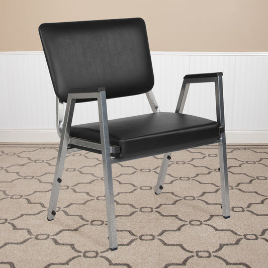 HERCULES Series 1000 lb. Rated Black Antimicrobial Vinyl Bariatric Medical Reception Arm Chair with 3/4 Panel Back Black Vinyl