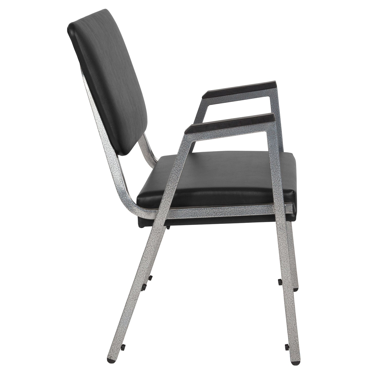 HERCULES Series 1000 lb. Rated Black Antimicrobial Vinyl Bariatric Medical Reception Arm Chair with 3/4 Panel Back Black Vinyl