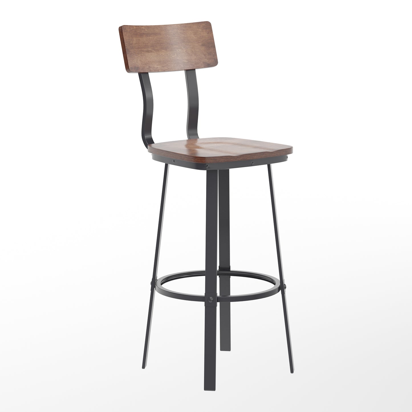Flint Series Commercial Grade Antique Copper Restaurant Barstool with Wood Seat & Back and Gray Powder Coat Frame Antique Copper