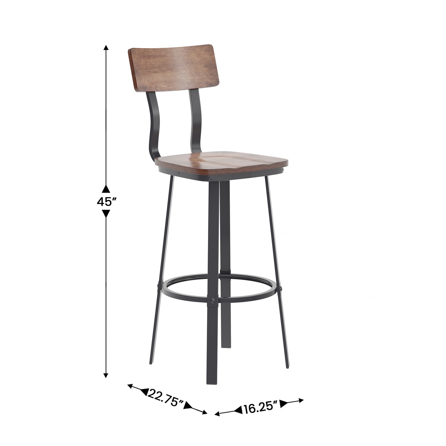 Flint Series Commercial Grade Antique Copper Restaurant Barstool with Wood Seat & Back and Gray Powder Coat Frame Antique Copper