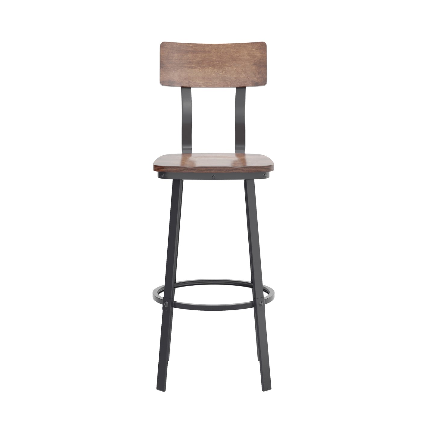 Flint Series Commercial Grade Antique Copper Restaurant Barstool with Wood Seat & Back and Gray Powder Coat Frame Antique Copper