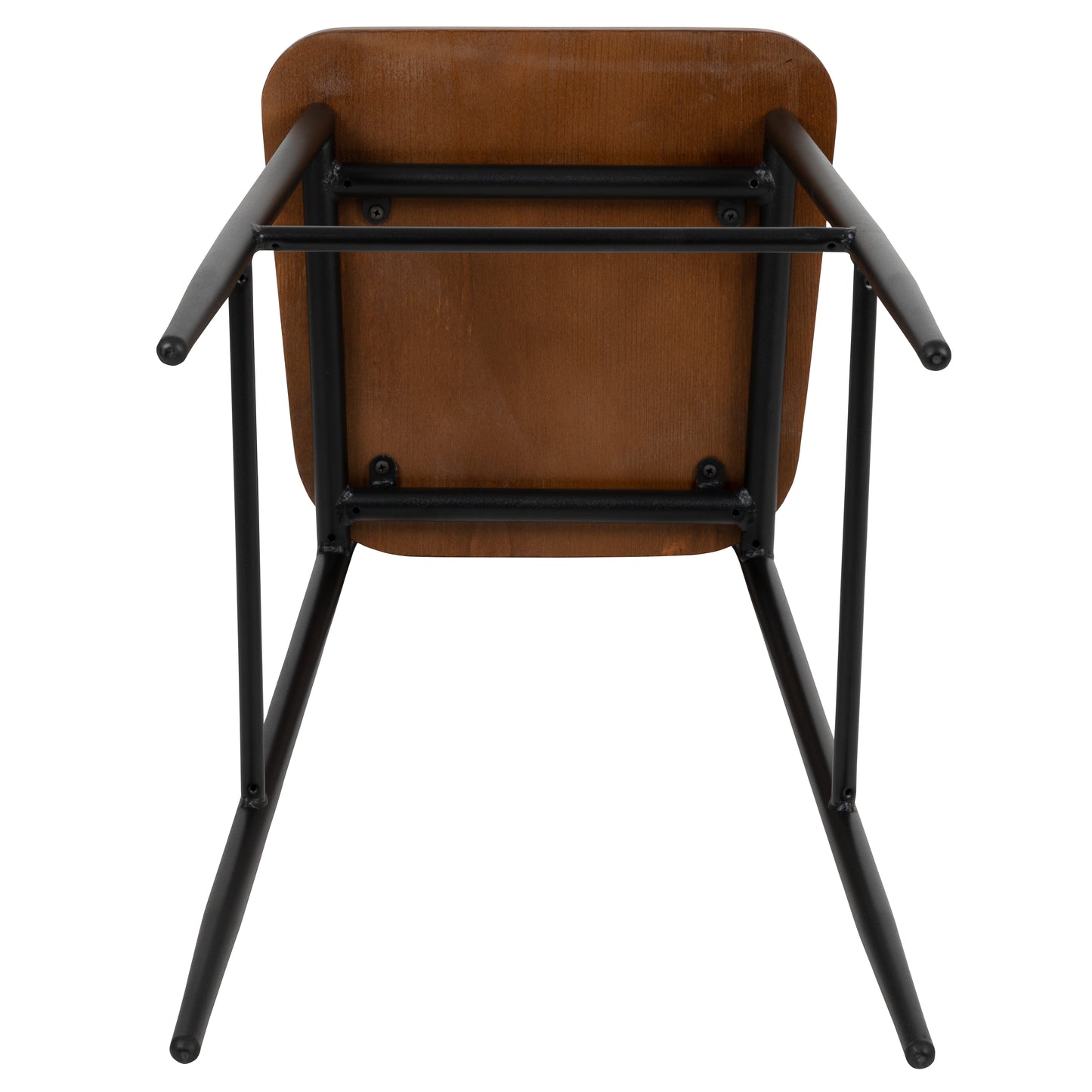 Lincoln Industrial Barstool with Gunmetal Steel Frame and Rustic Wood Seat Mahogany