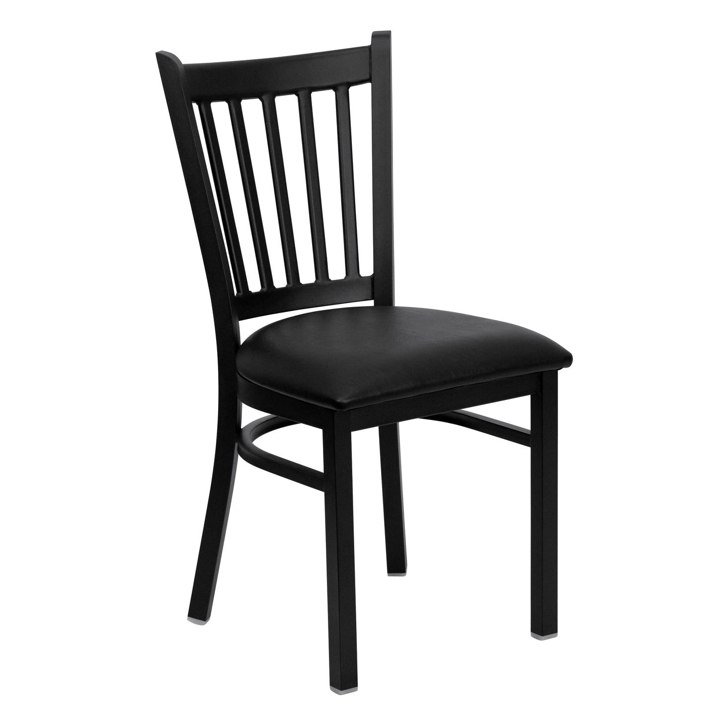 HERCULES Series Black Vertical Back Metal Restaurant Chair - Black Vinyl Seat Black Vinyl Seat/Black Metal Frame