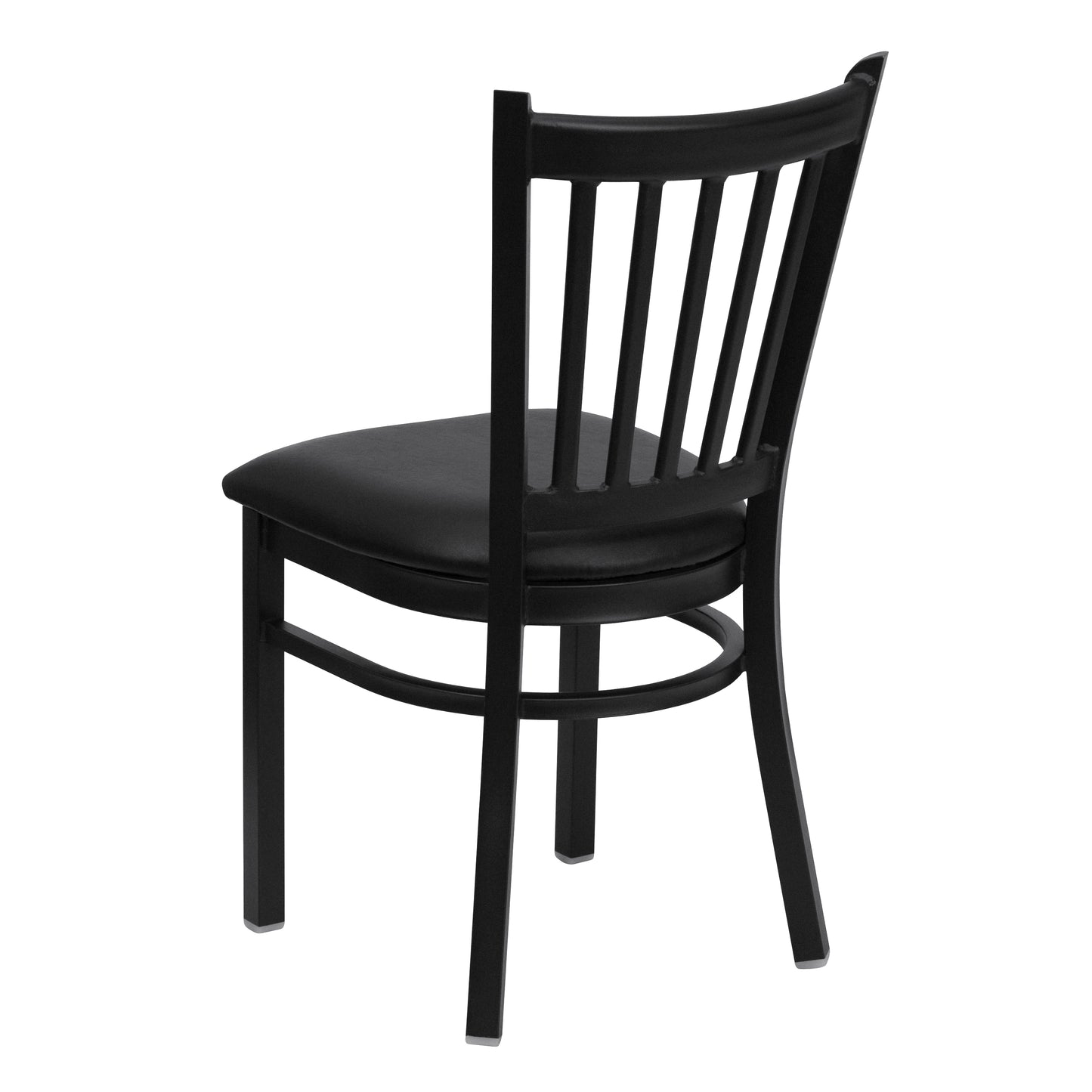 HERCULES Series Black Vertical Back Metal Restaurant Chair - Black Vinyl Seat Black Vinyl Seat/Black Metal Frame