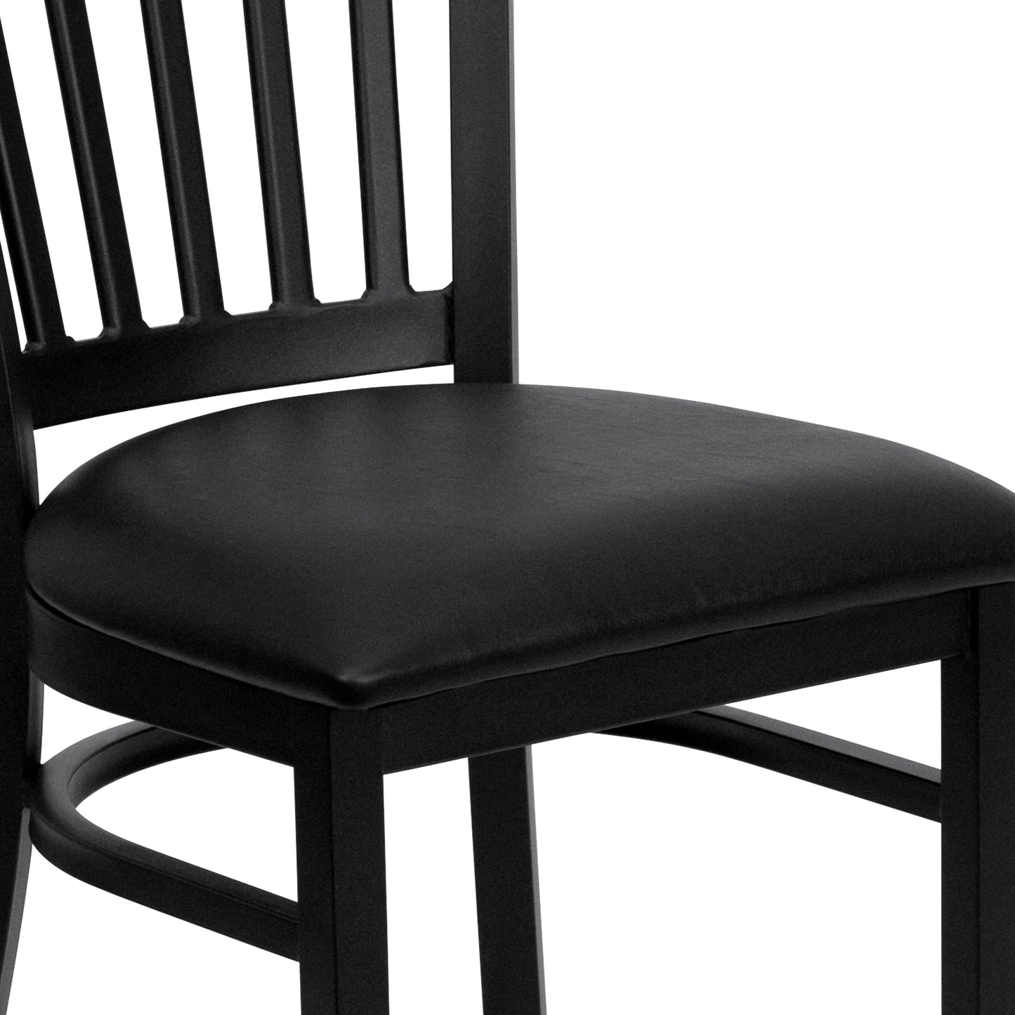 HERCULES Series Black Vertical Back Metal Restaurant Chair - Black Vinyl Seat Black Vinyl Seat/Black Metal Frame