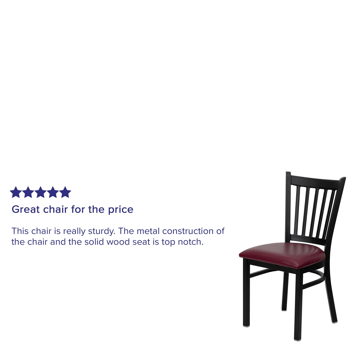 HERCULES Series Black Vertical Back Metal Restaurant Chair - Burgundy Vinyl Seat Burgundy Vinyl Seat/Black Metal Frame