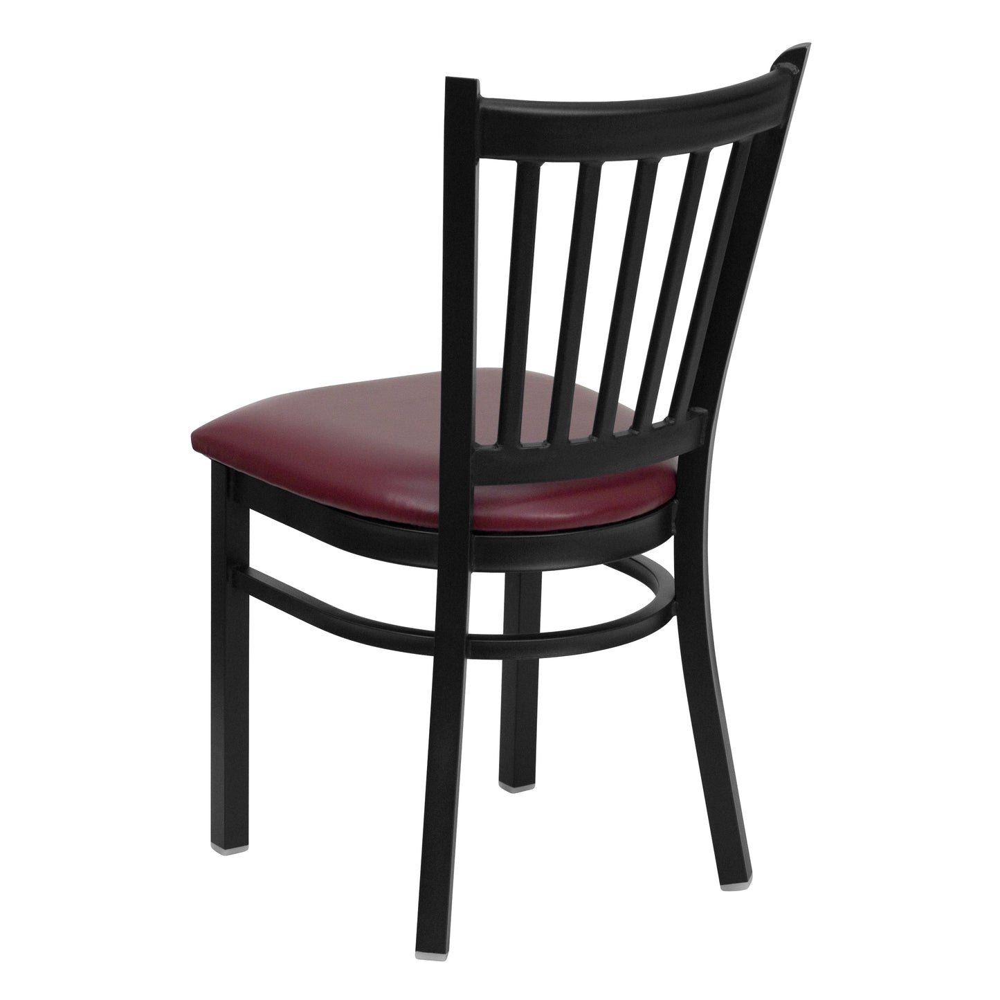 HERCULES Series Black Vertical Back Metal Restaurant Chair - Burgundy Vinyl Seat Burgundy Vinyl Seat/Black Metal Frame