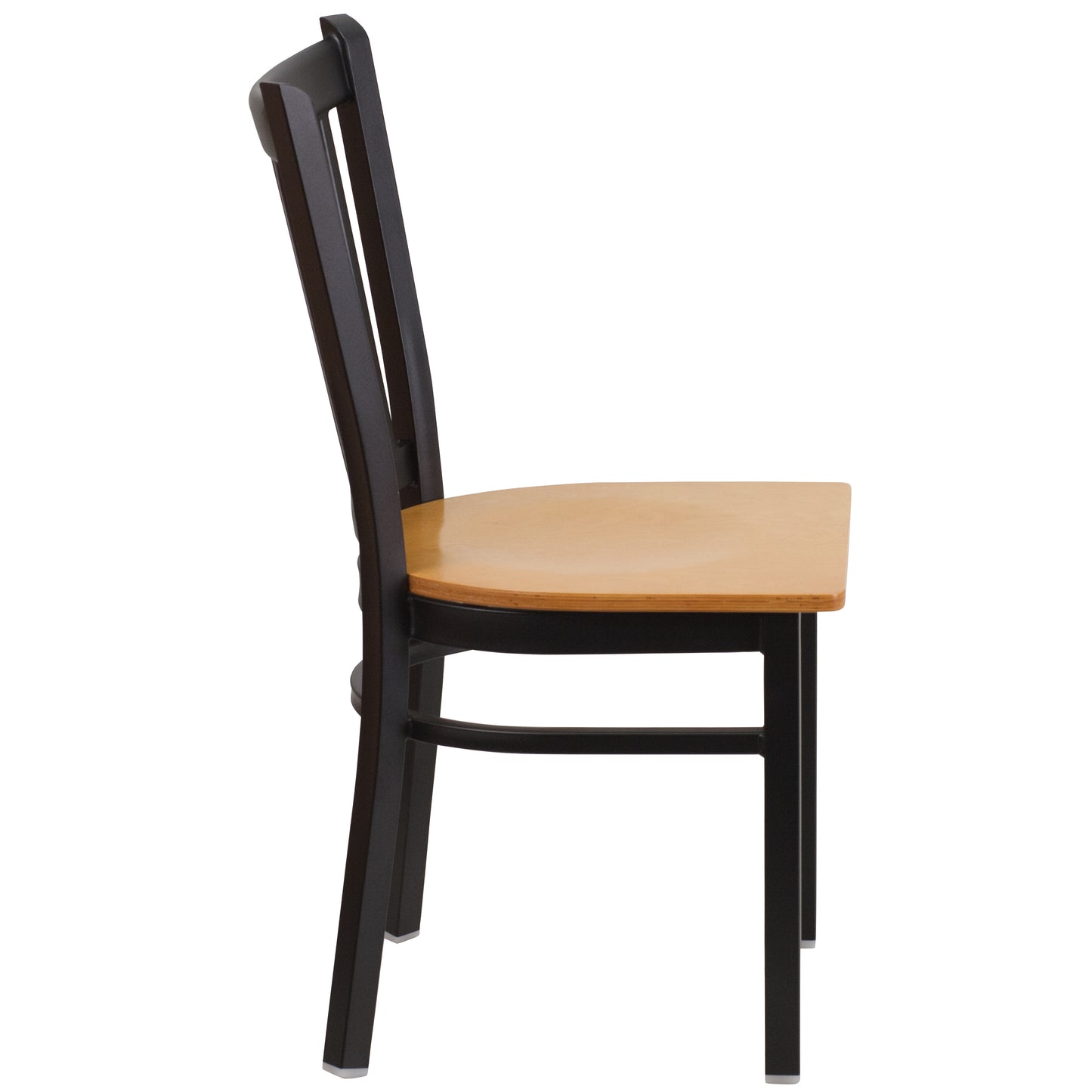 HERCULES Series Black Vertical Back Metal Restaurant Chair - Natural Wood Seat Natural Wood Seat/Black Metal Frame