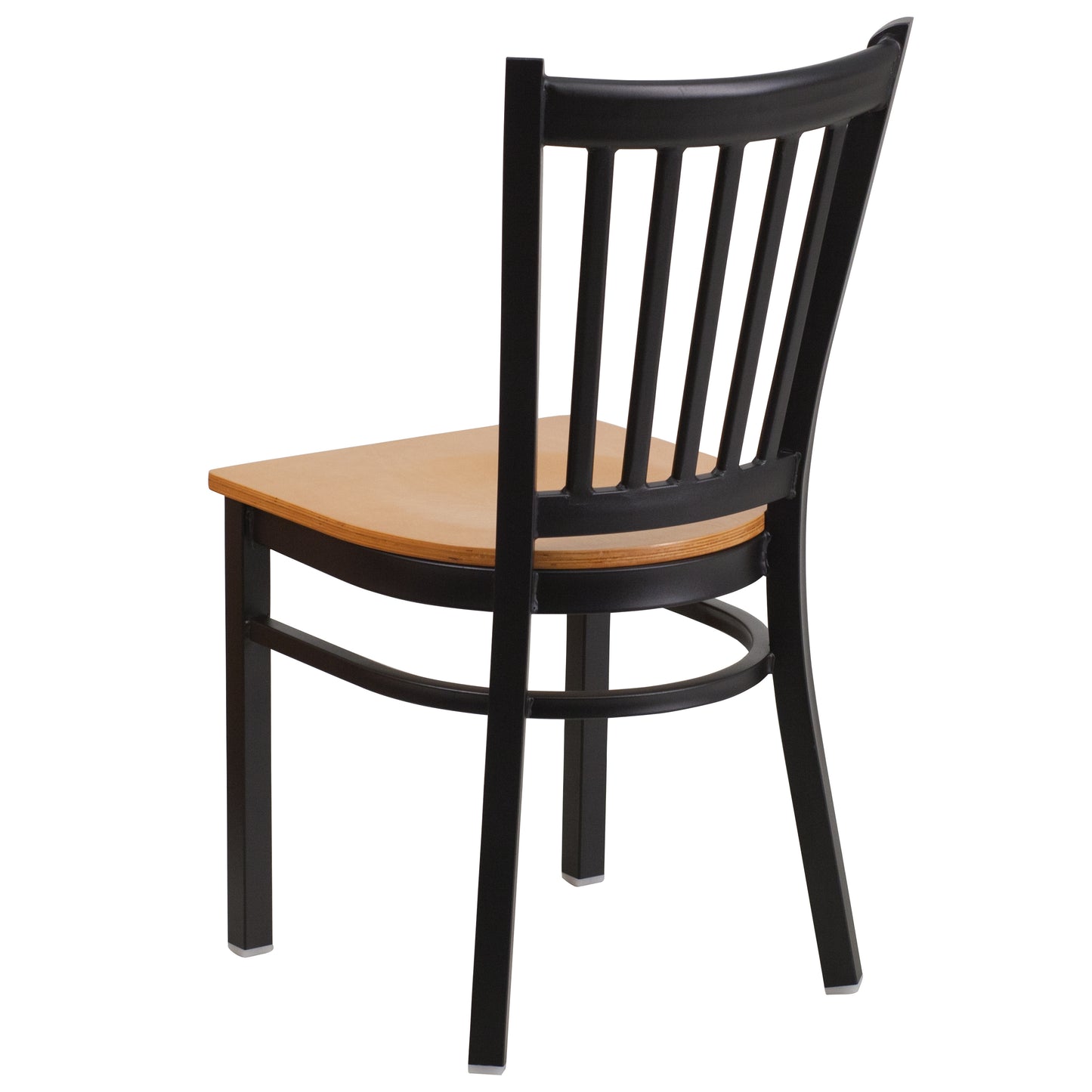 HERCULES Series Black Vertical Back Metal Restaurant Chair - Natural Wood Seat Natural Wood Seat/Black Metal Frame