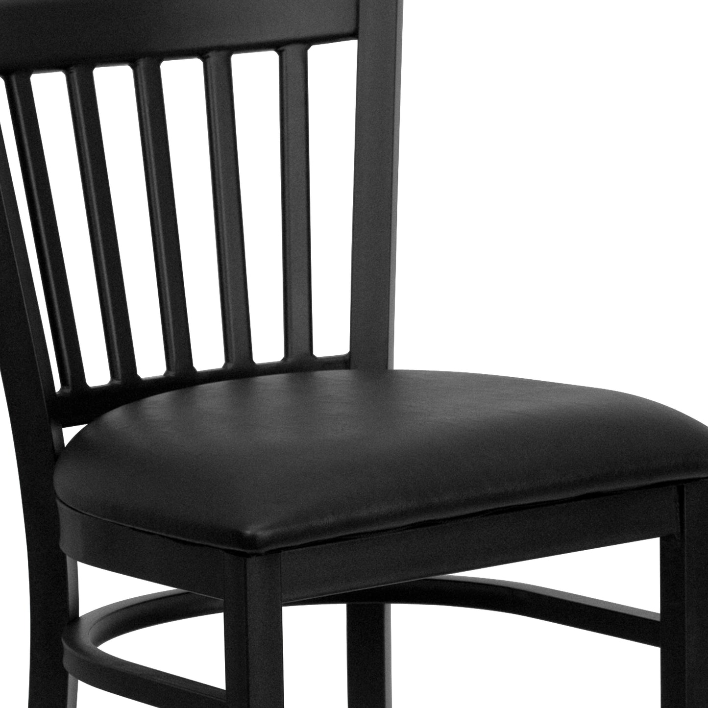 HERCULES Series Black Vertical Back Metal Restaurant Barstool - Black Vinyl Seat Black Vinyl Seat/Black Metal Frame