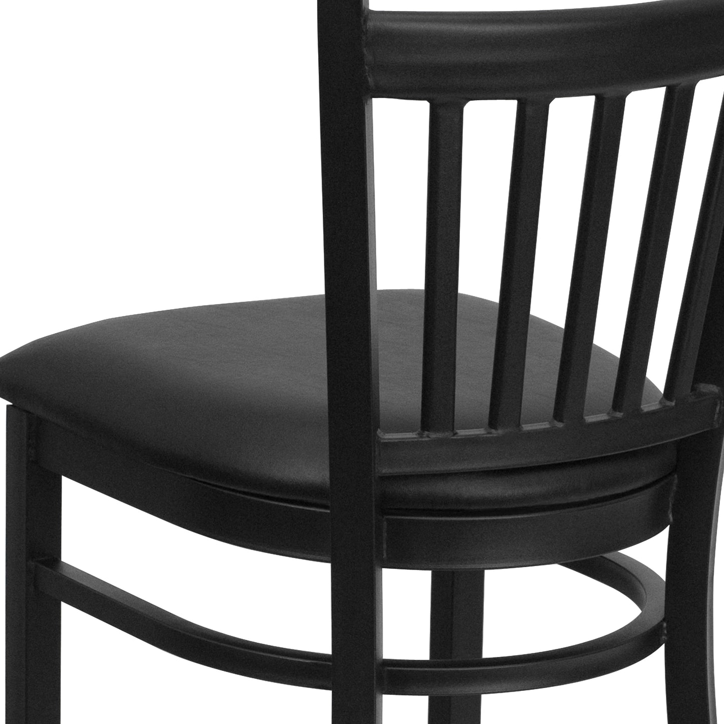 HERCULES Series Black Vertical Back Metal Restaurant Barstool - Black Vinyl Seat Black Vinyl Seat/Black Metal Frame