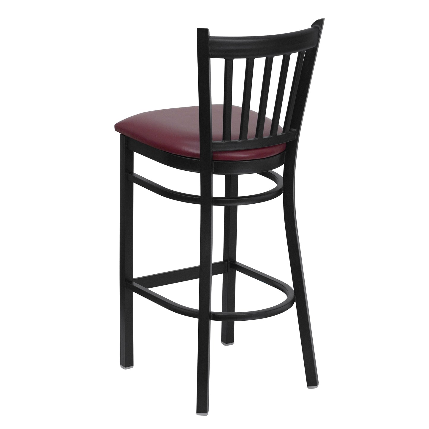 HERCULES Series Black Vertical Back Metal Restaurant Barstool - Burgundy Vinyl Seat Burgundy Vinyl Seat/Black Metal Frame XU-DG-6R6B-VRT-BAR-BURV-GG