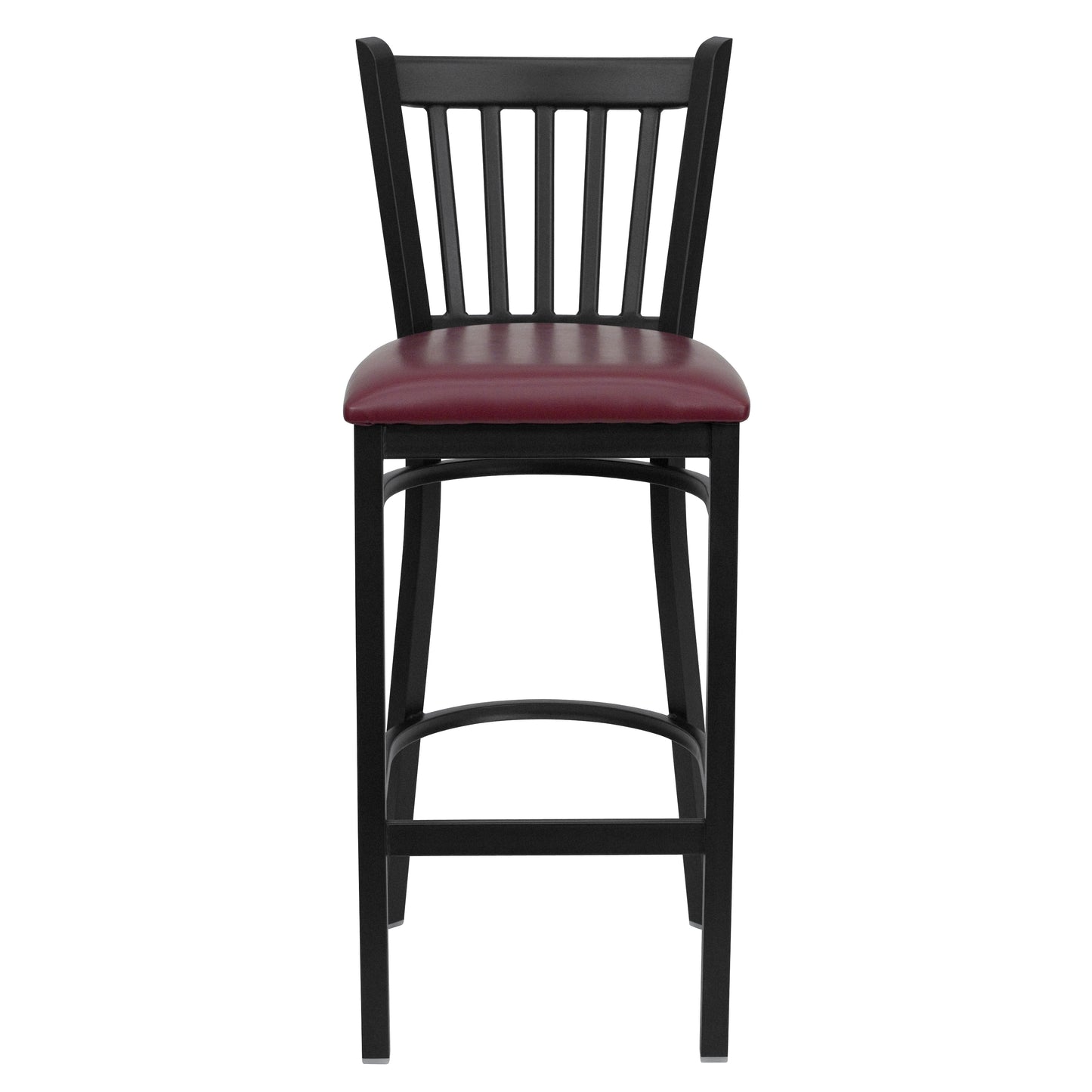 HERCULES Series Black Vertical Back Metal Restaurant Barstool - Burgundy Vinyl Seat Burgundy Vinyl Seat/Black Metal Frame XU-DG-6R6B-VRT-BAR-BURV-GG