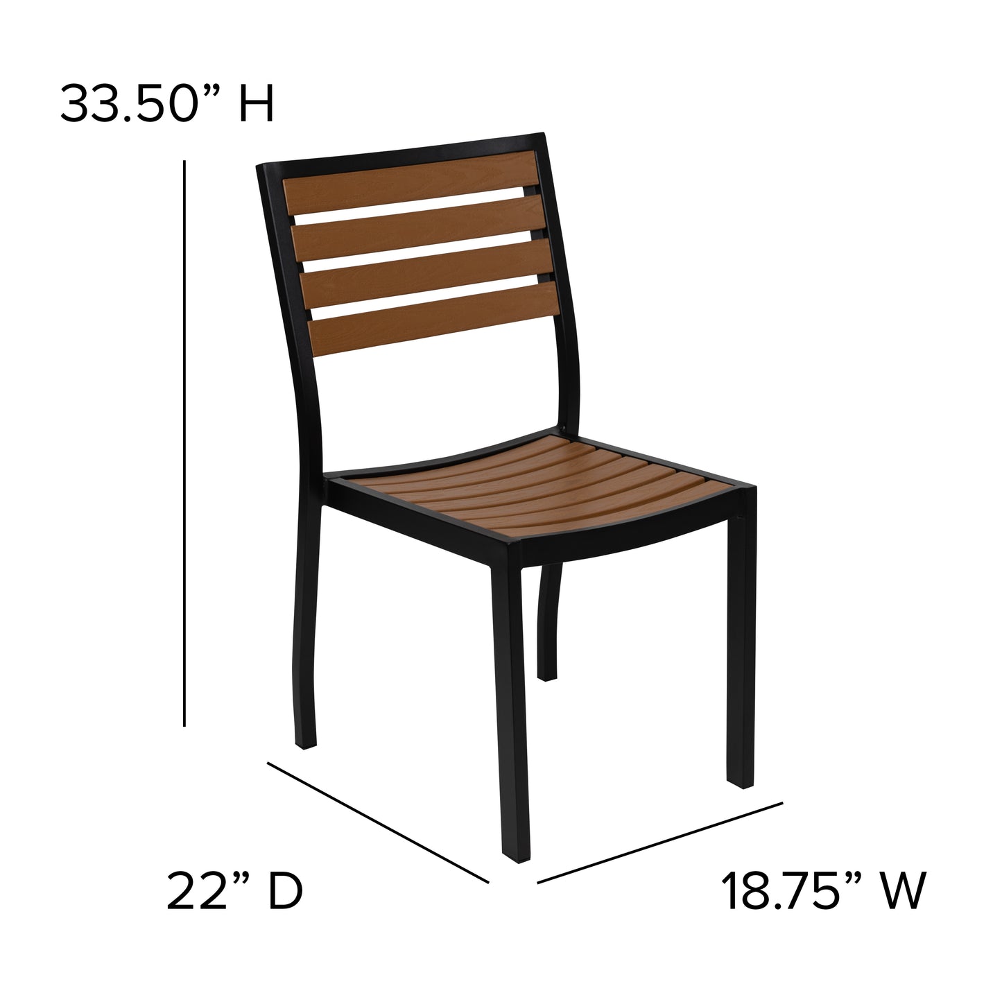 Lark 5 Piece All-Weather Deck or Patio Set-2 Stacking Faux Teak Chairs, 35" Square Faux Teak Table, Navy Umbrella & Base Navy XU-DG-810060362-UB19BNV-GG