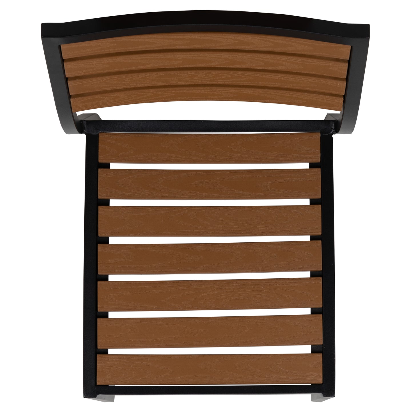 Lark 5 Piece Patio Table Set - Synthetic Teak Poly Slats - 35" Square Steel Framed Table with 4 Stackable Faux Teak Chairs Teak