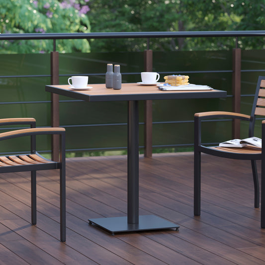Lark Outdoor Patio Bistro Dining Table with Faux Teak Poly Slats, 30" Square Teak XU-DG-HW1045-GG