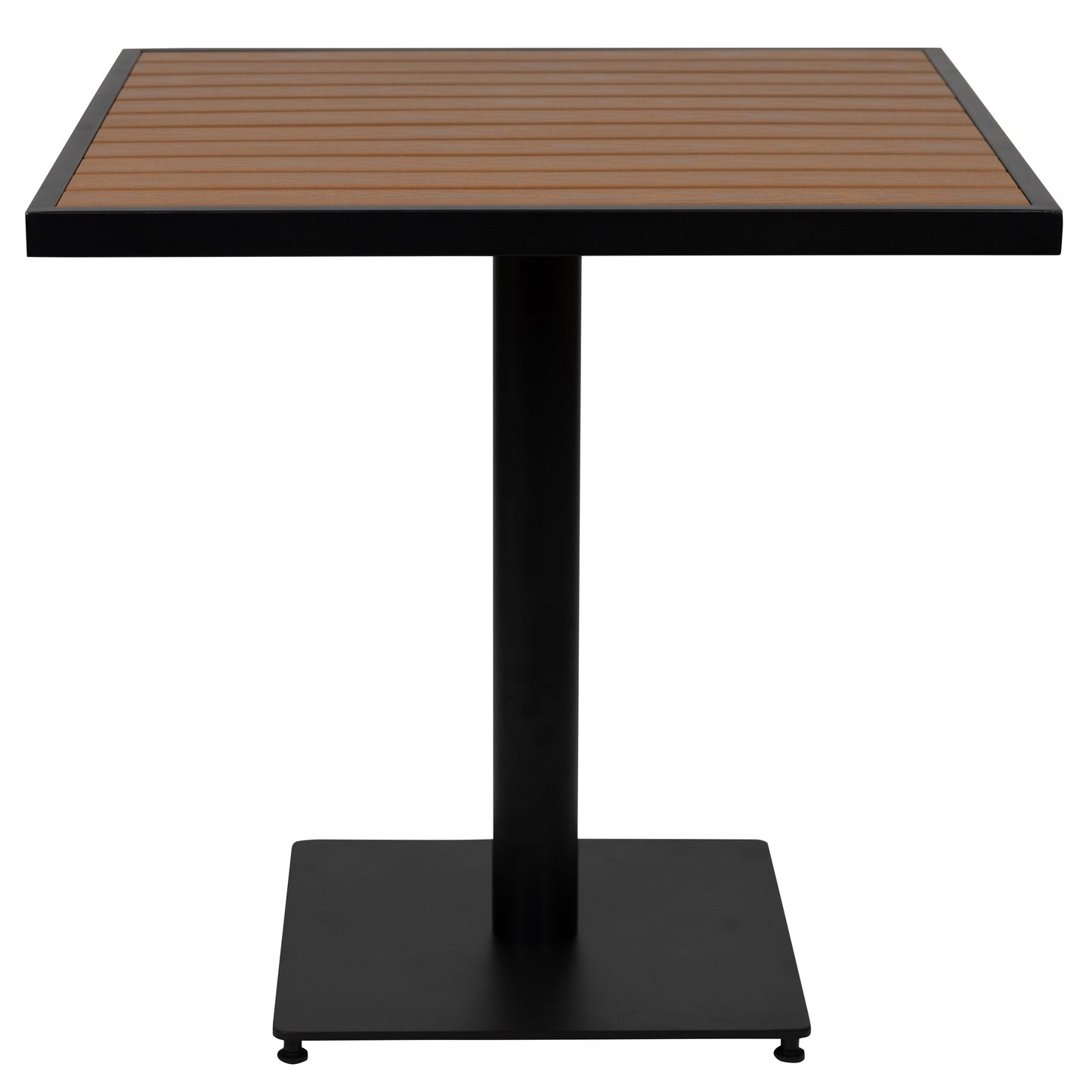 Lark Outdoor Patio Bistro Dining Table with Faux Teak Poly Slats, 30" Square Teak