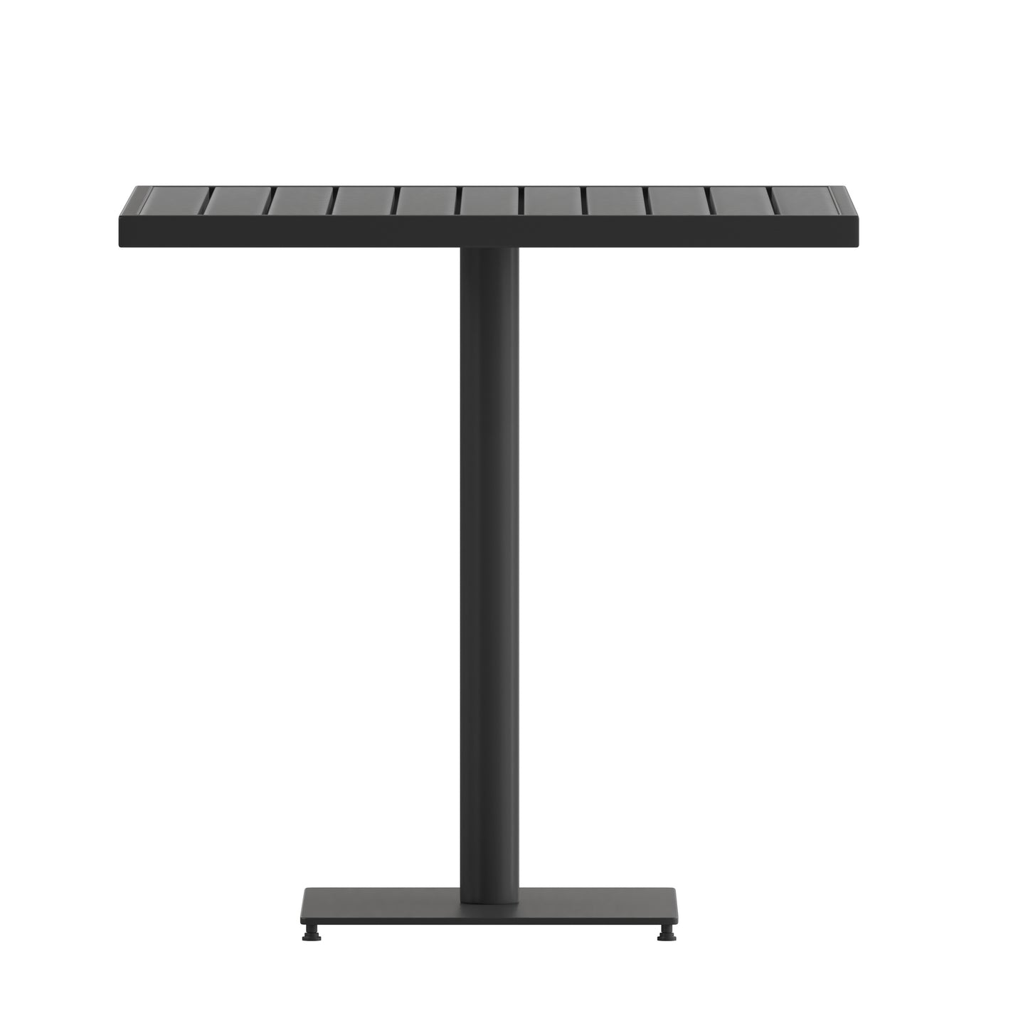 Lark Outdoor Patio Bistro Dining Table with Faux Gray Wash Teak Poly Slats, 30" Square Gray Wash Teak