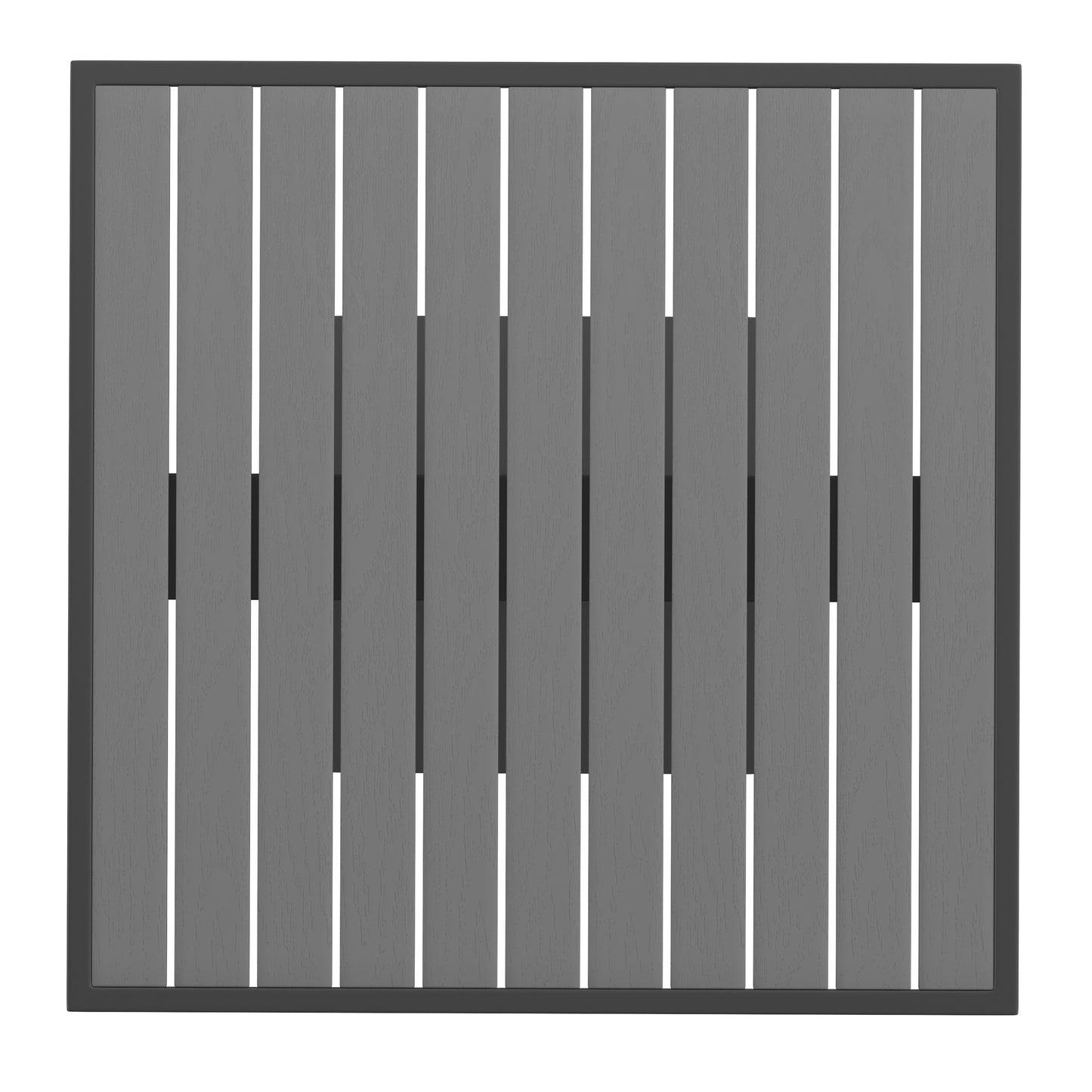 Lark Outdoor Patio Bistro Dining Table with Faux Gray Wash Teak Poly Slats, 30" Square Gray Wash Teak