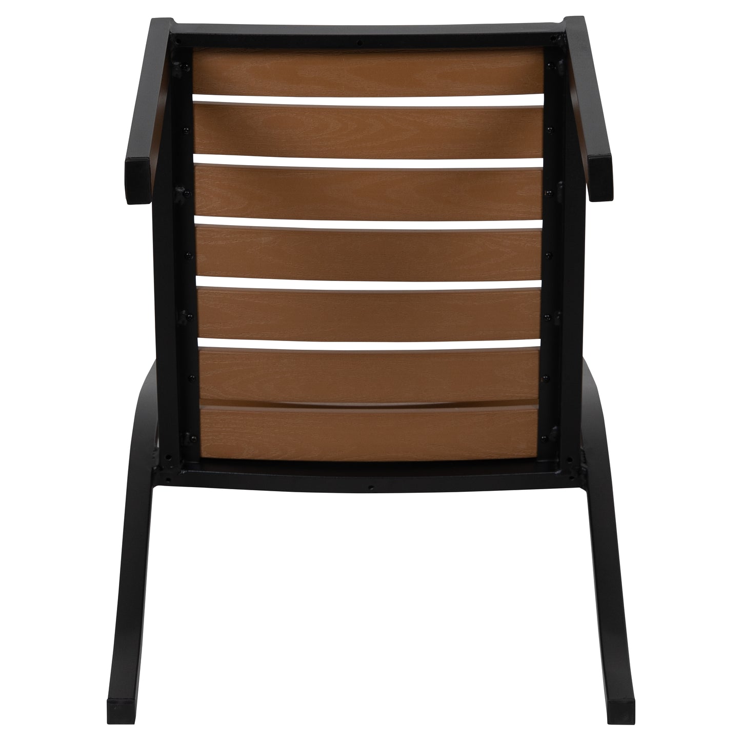 Lark Outdoor Stackable Side Chair with Faux Teak Poly Slats Teak