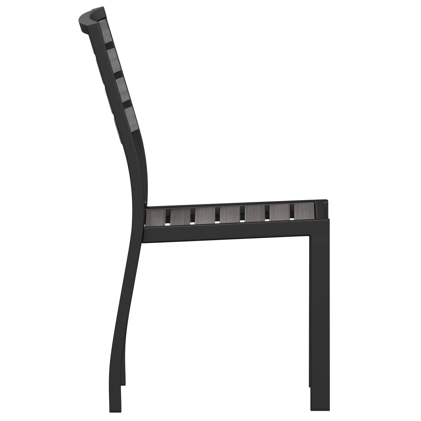 Lark Outdoor Stackable Side Chair with Faux Gray Wash Teak Poly Slats Gray Wash Teak