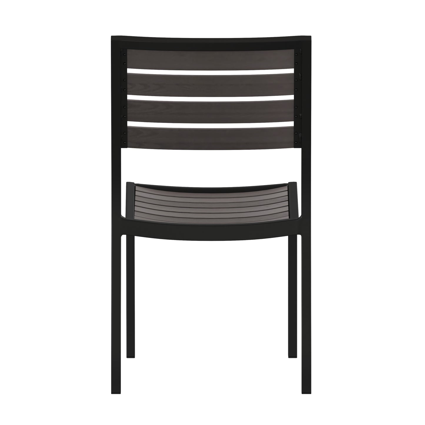 Lark Outdoor Stackable Side Chair with Faux Gray Wash Teak Poly Slats Gray Wash Teak