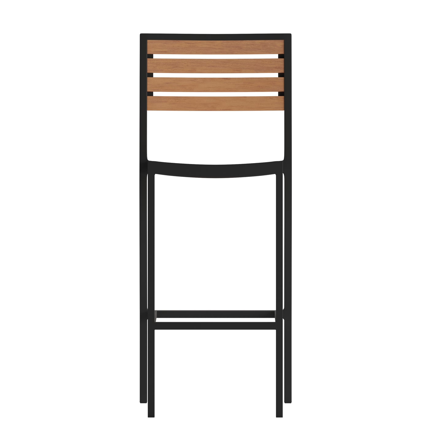 Lark Commercial Grade Bar Height Stool, All-Weather Outdoor Bar Stool with Faux Wood Poly Resin Slats and Aluminum Frame, Teak Teak