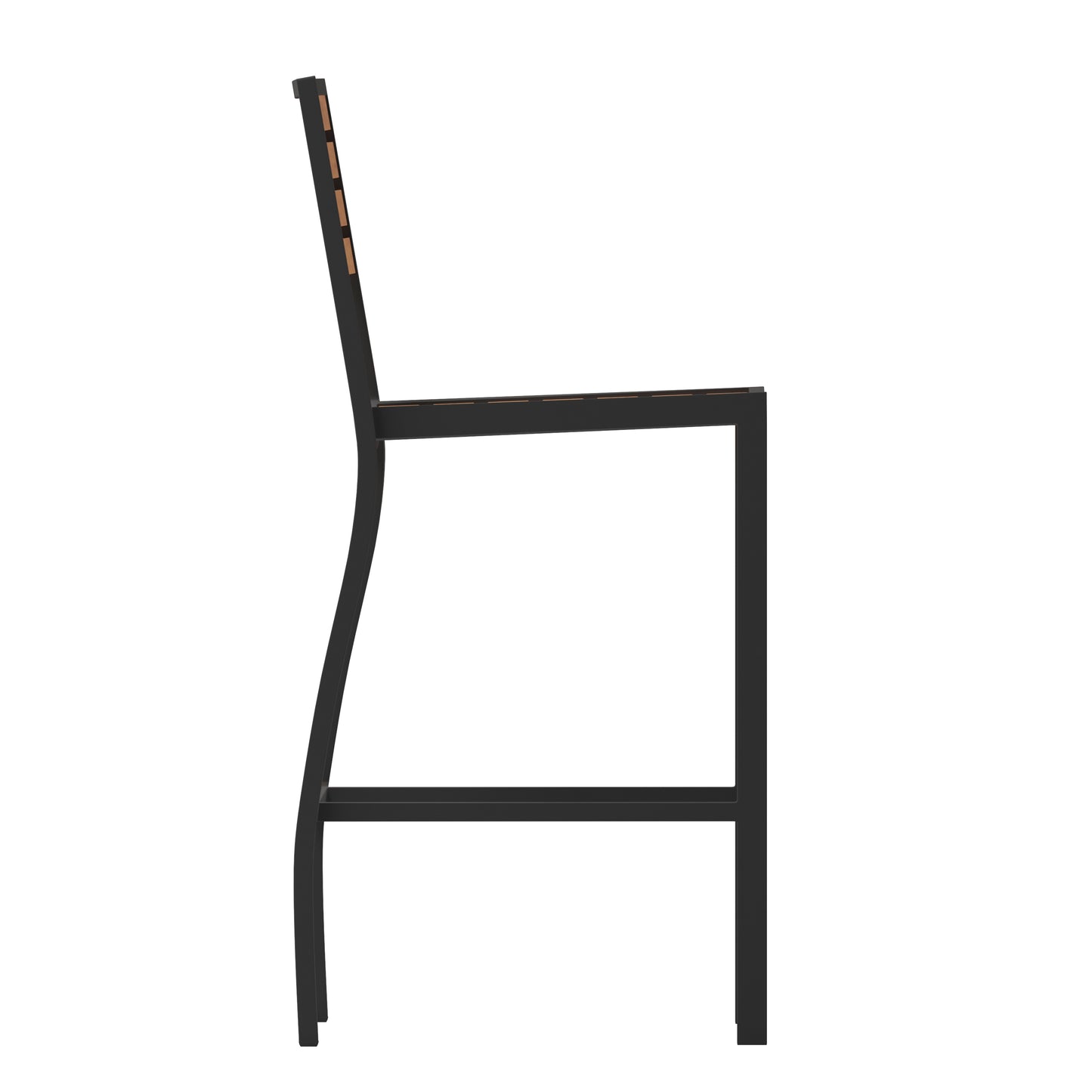 Lark Commercial Grade Bar Height Stool, All-Weather Outdoor Bar Stool with Faux Wood Poly Resin Slats and Aluminum Frame, Teak Teak