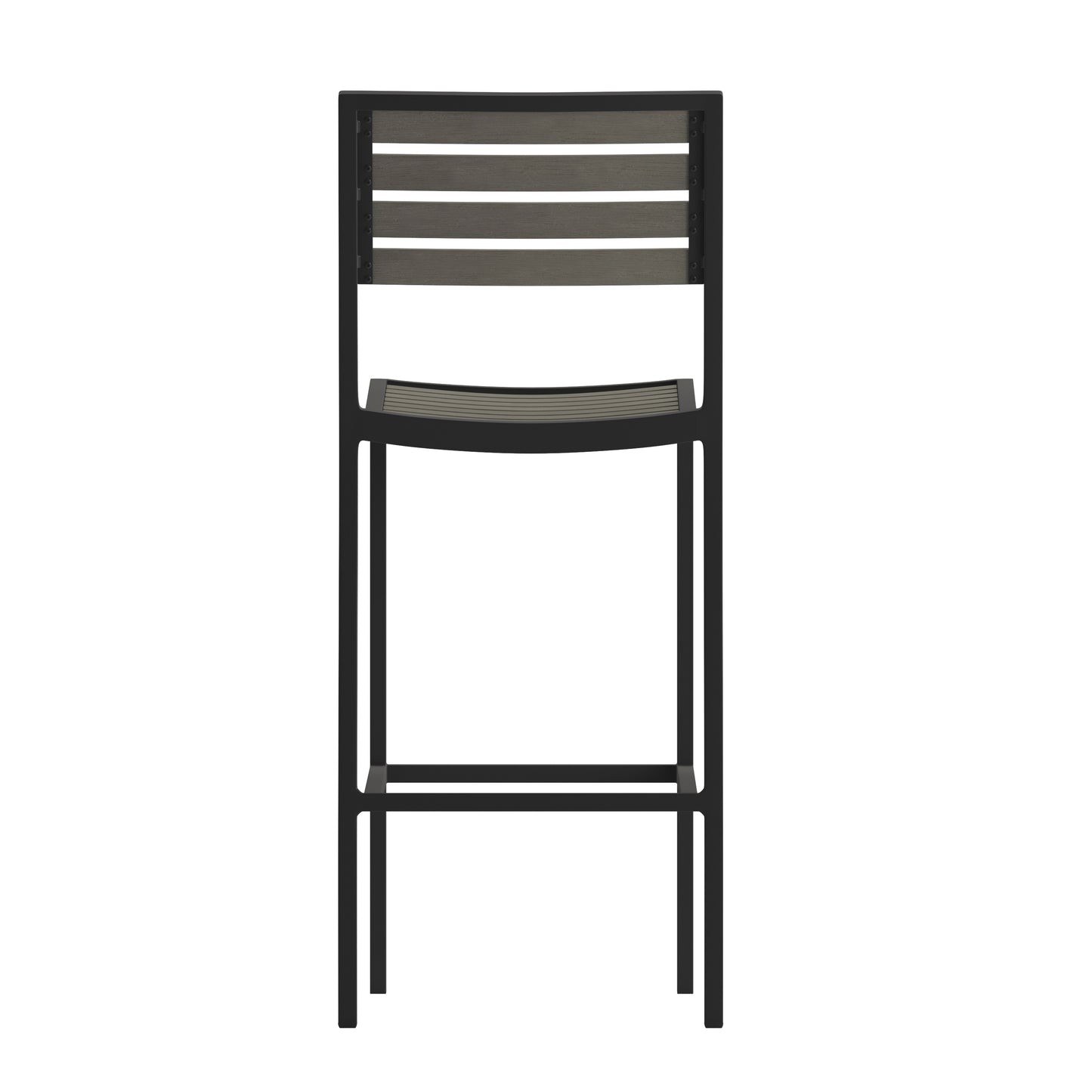 Lark Commercial Grade Bar Height Stool, All-Weather Outdoor Bar Stool with Faux Wood Poly Resin Slats and Aluminum Frame, Gray Wash Gray Wash