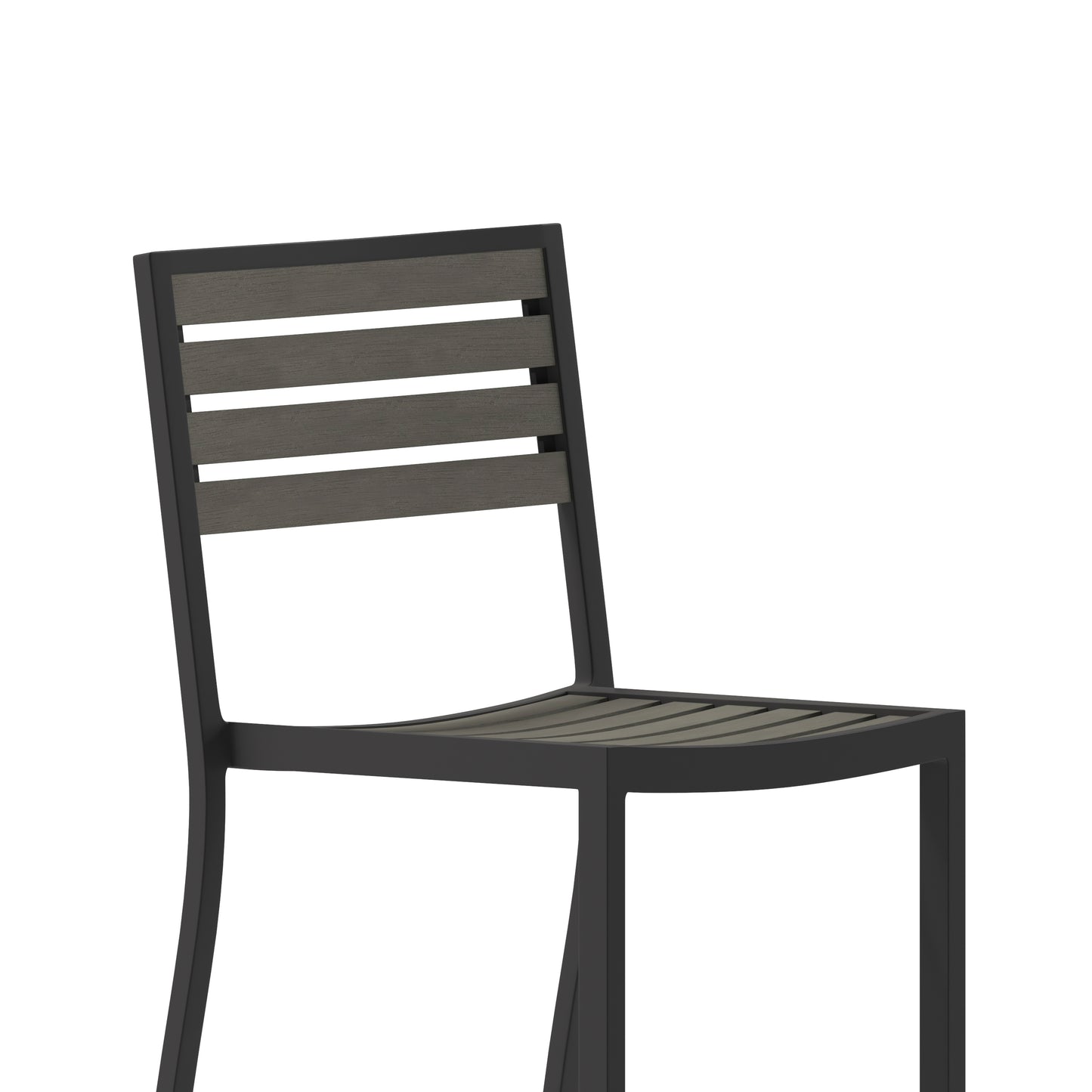 Lark Commercial Grade Bar Height Stool, All-Weather Outdoor Bar Stool with Faux Wood Poly Resin Slats and Aluminum Frame, Gray Wash Gray Wash