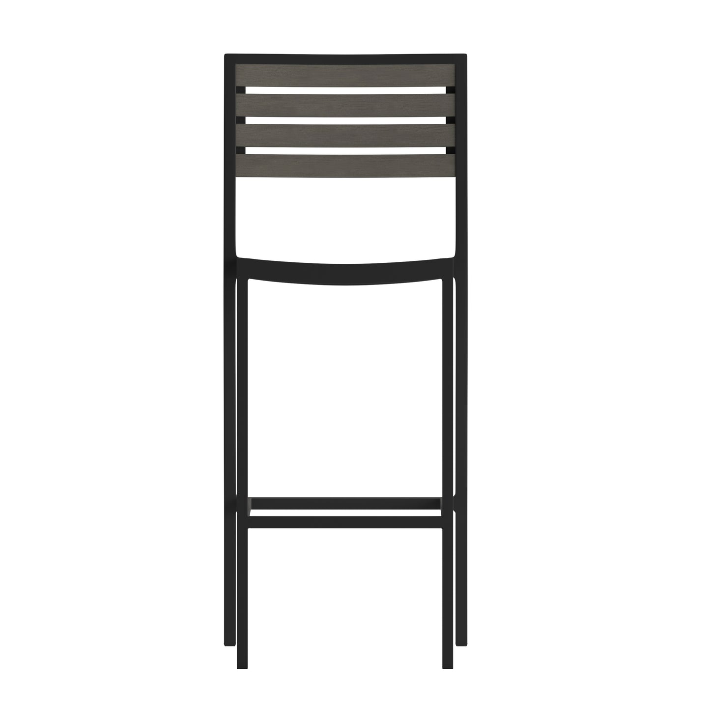 Lark Commercial Grade Bar Height Stool, All-Weather Outdoor Bar Stool with Faux Wood Poly Resin Slats and Aluminum Frame, Gray Wash Gray Wash