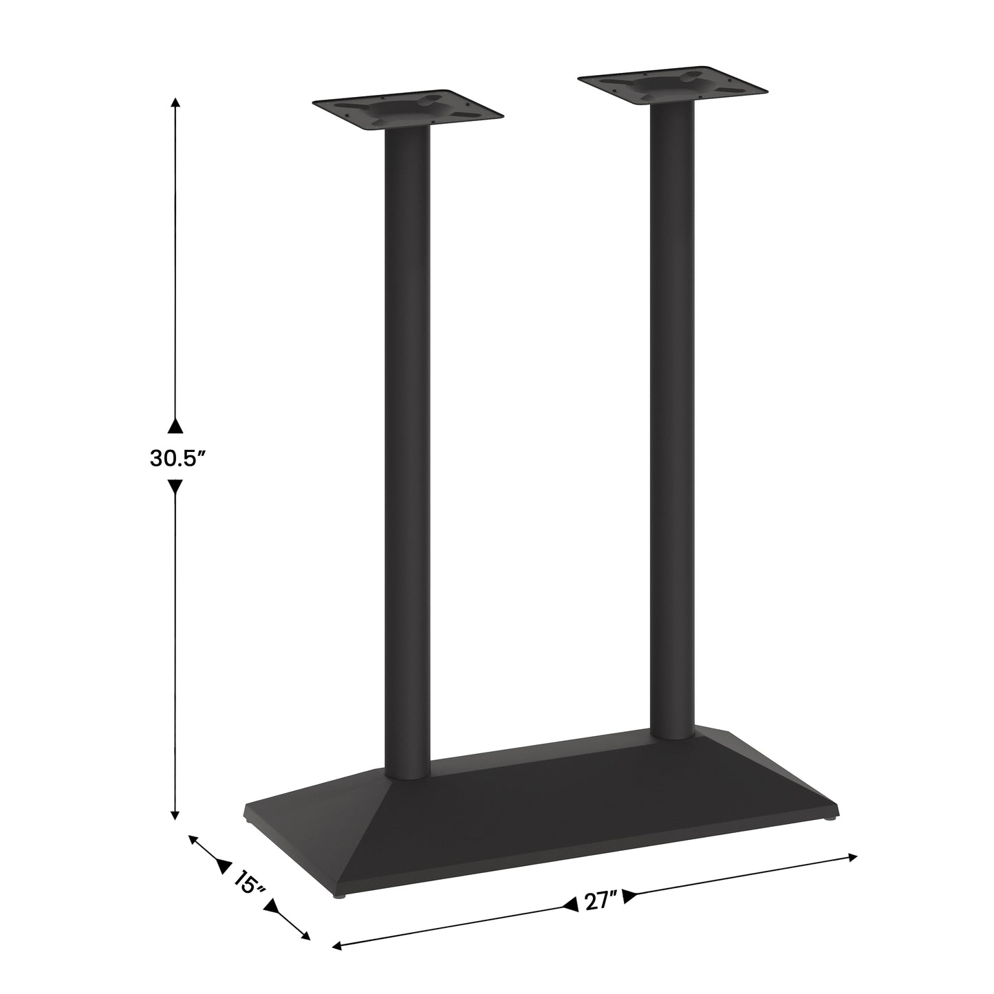 Palis 27"W x 15"D Indoor/Outdoor Dining Height Double Column Table Base for 30" x 48" Table Tops, Black Black