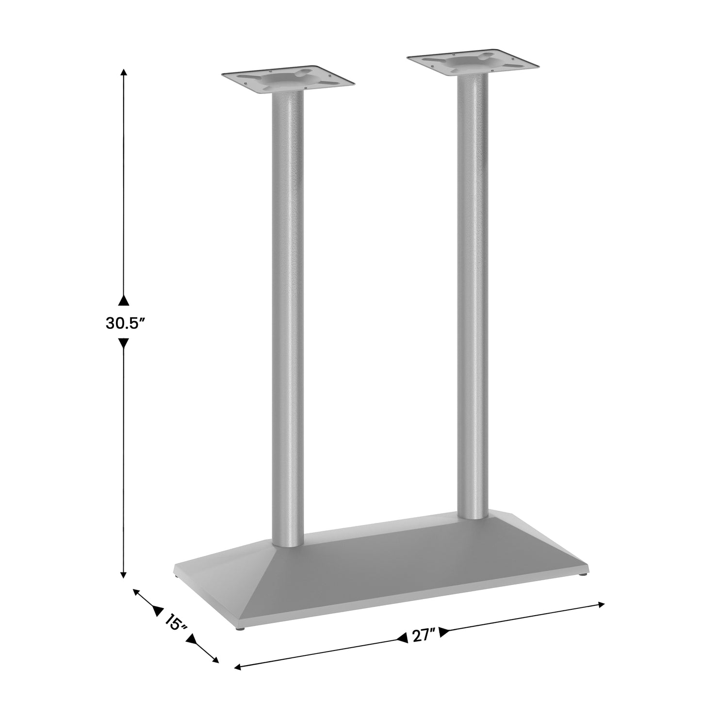 Palis 27"W x 15"D Indoor/Outdoor Dining Height Double Column Table Base for 30" x 48" Table Tops, Silver Silver