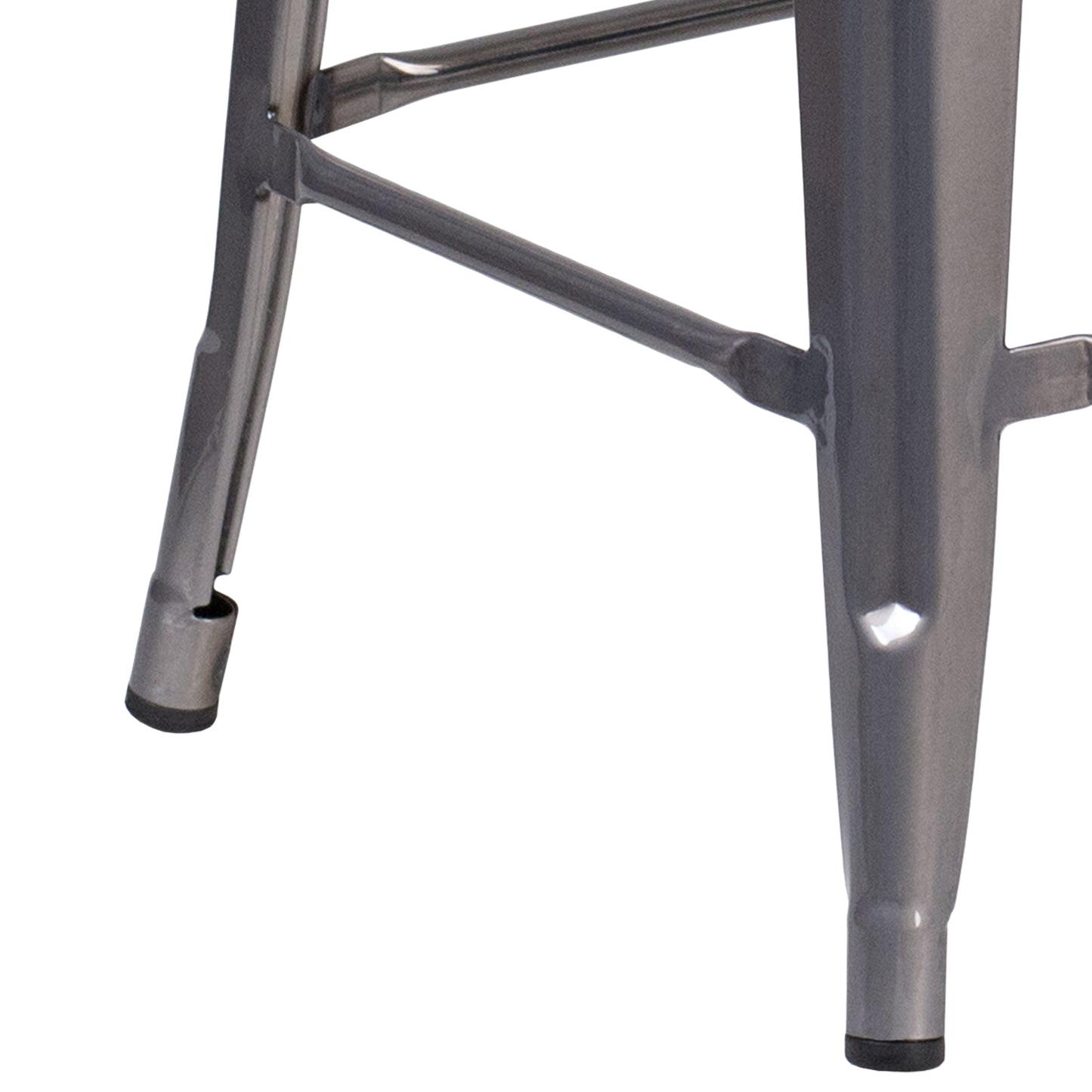 Lincoln 24'' High Backless Silver Antique Finish with Clear Coat Metal Indoor Counter Height Stool with Square Seat Clear Coated XU-DG-TP0004-24-GG