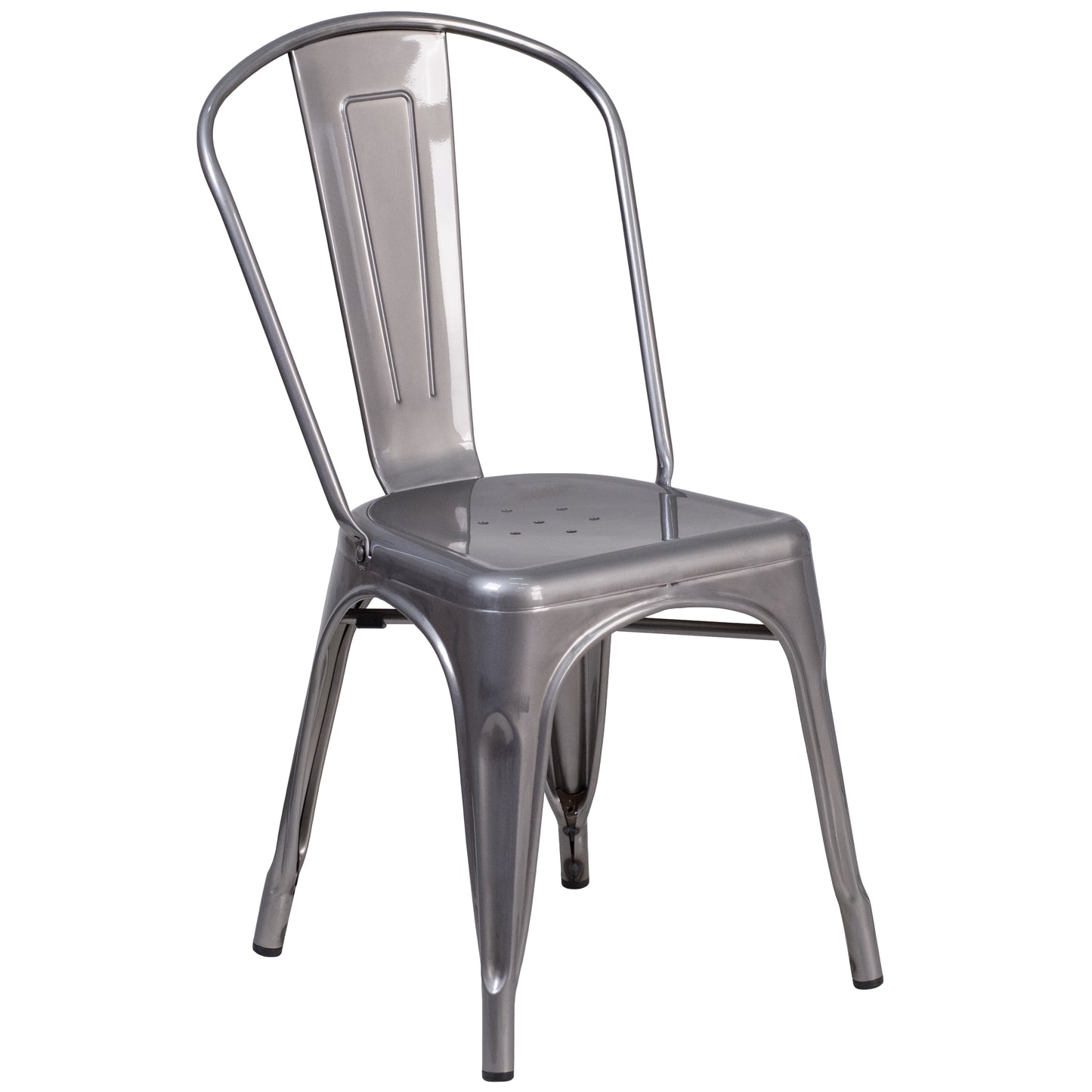 Lincoln Silver Antique Finish with Clear Coat Metal Indoor Stackable Chair Clear Coated