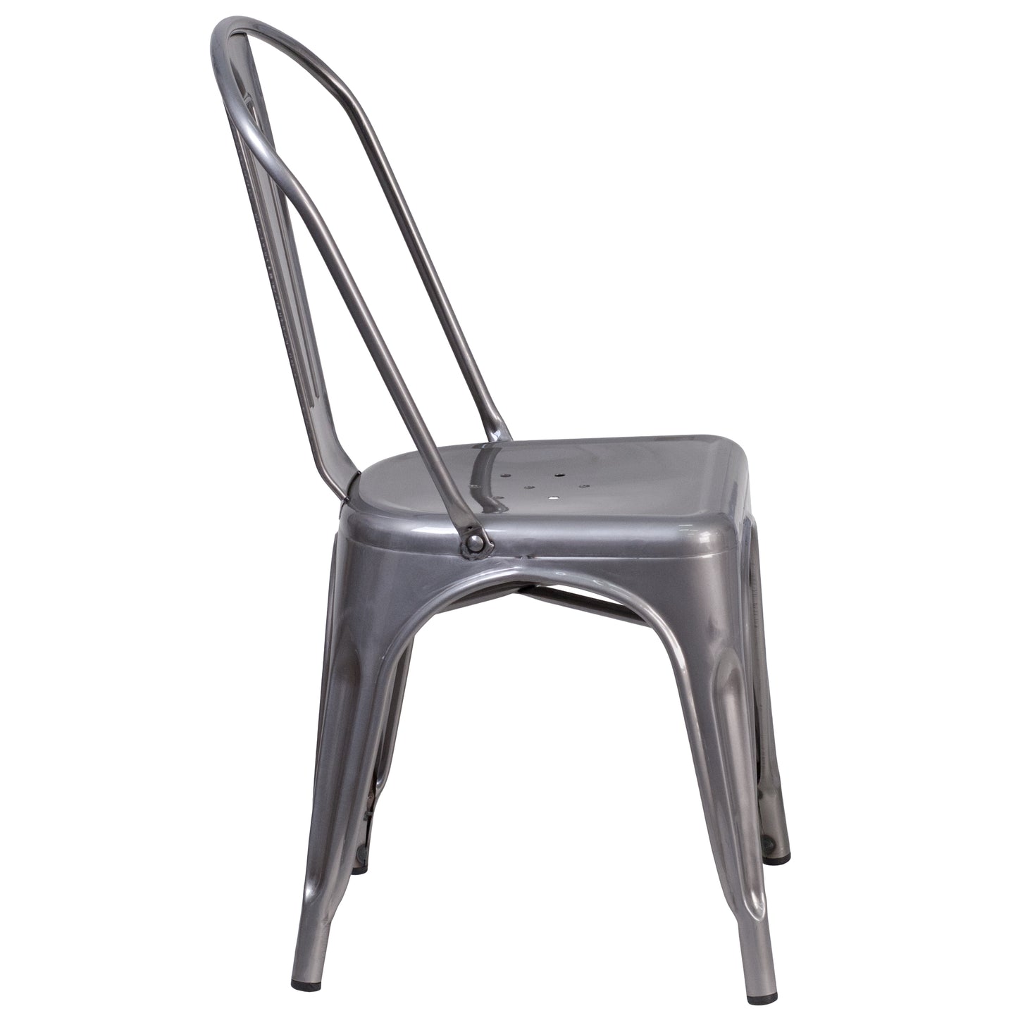 Lincoln Silver Antique Finish with Clear Coat Metal Indoor Stackable Chair Clear Coated