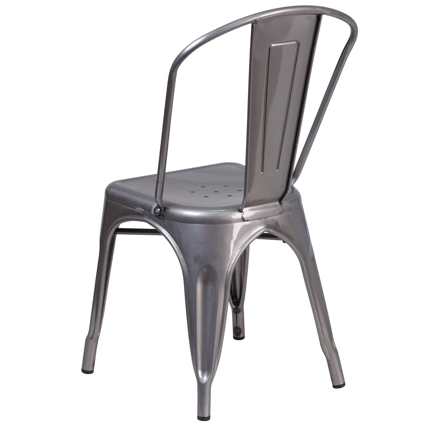 Lincoln Silver Antique Finish with Clear Coat Metal Indoor Stackable Chair Clear Coated