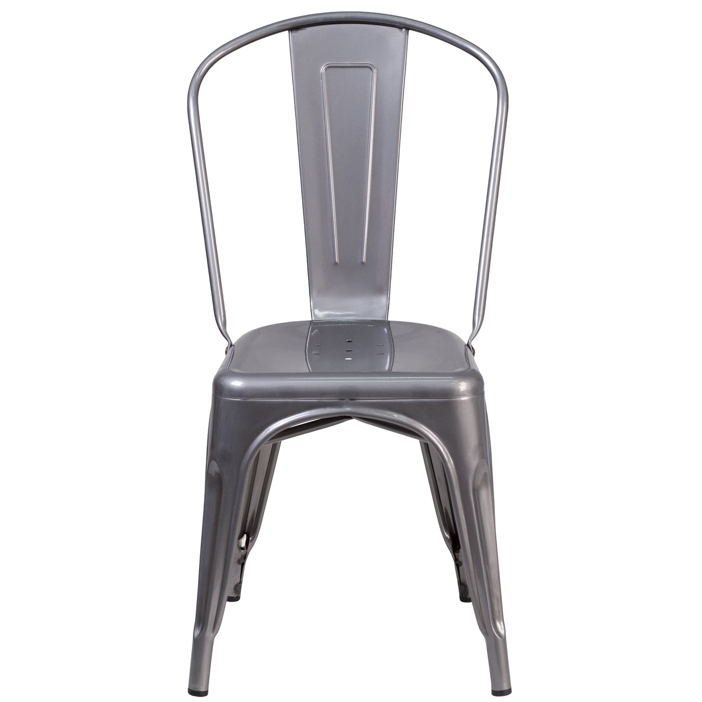 Lincoln Silver Antique Finish with Clear Coat Metal Indoor Stackable Chair Clear Coated