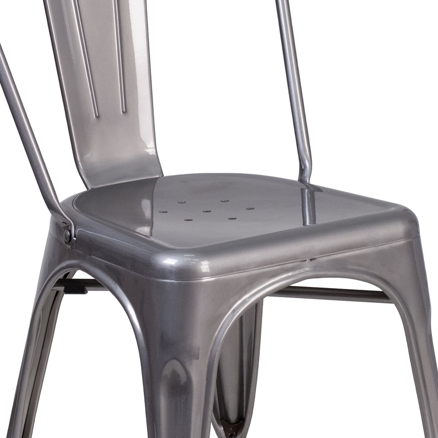 Lincoln Silver Antique Finish with Clear Coat Metal Indoor Stackable Chair Clear Coated