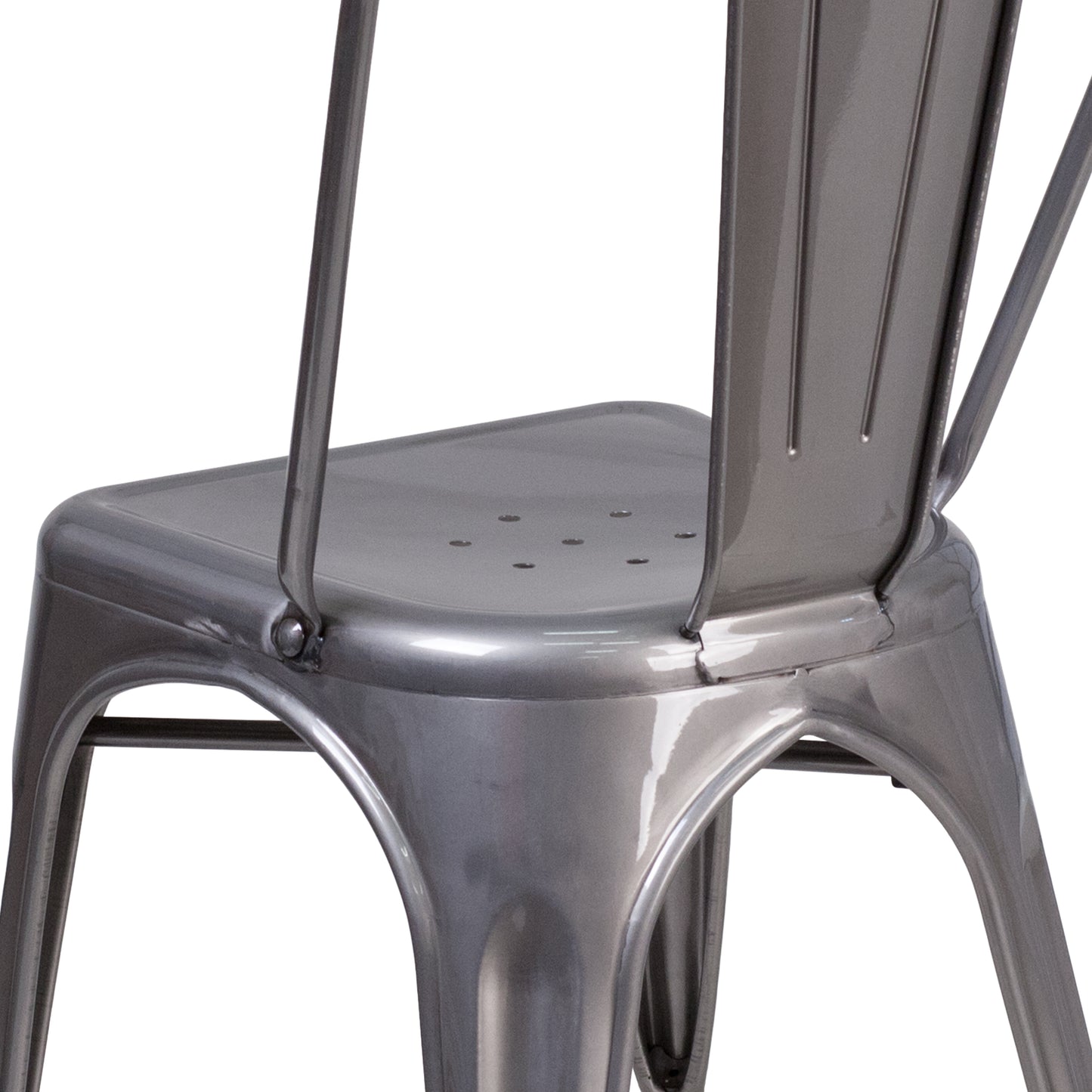 Lincoln Silver Antique Finish with Clear Coat Metal Indoor Stackable Chair Clear Coated