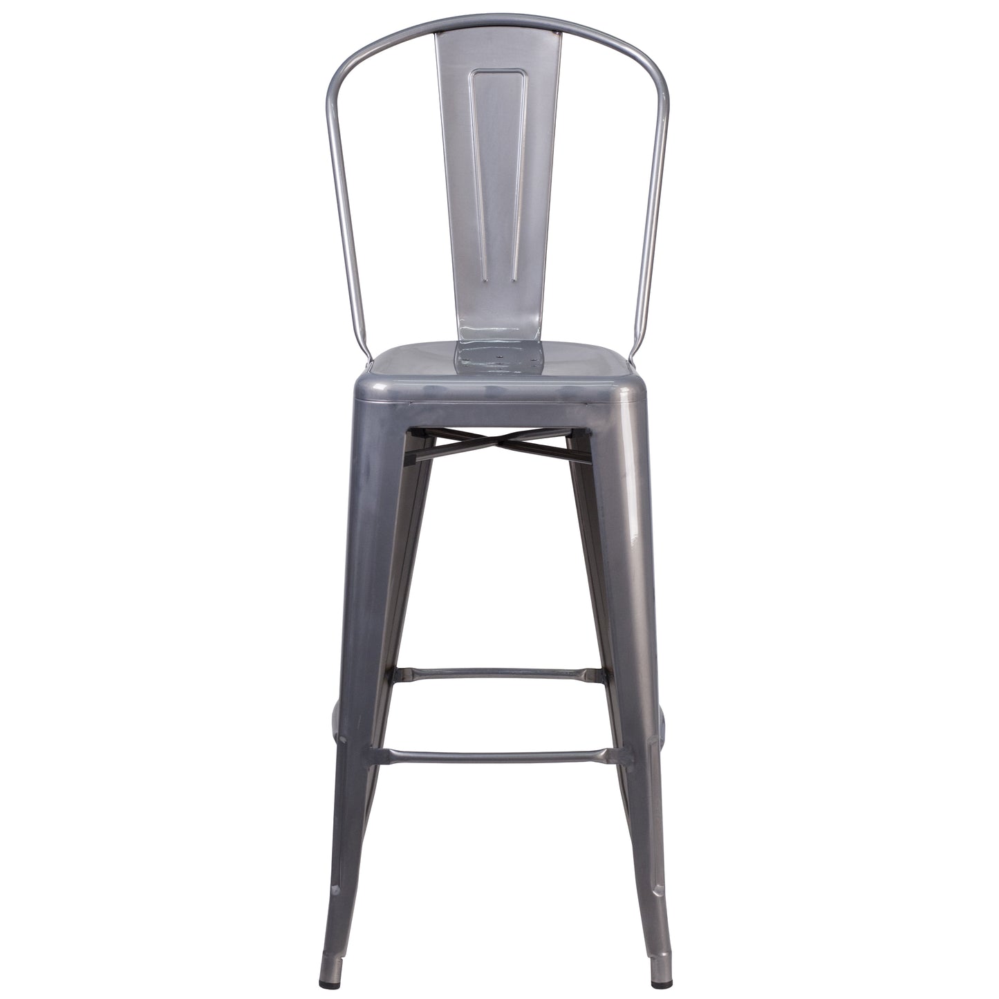 Lincoln 30'' High Silver Antique Finish with Clear Coat Indoor Barstool with Back Clear Coated