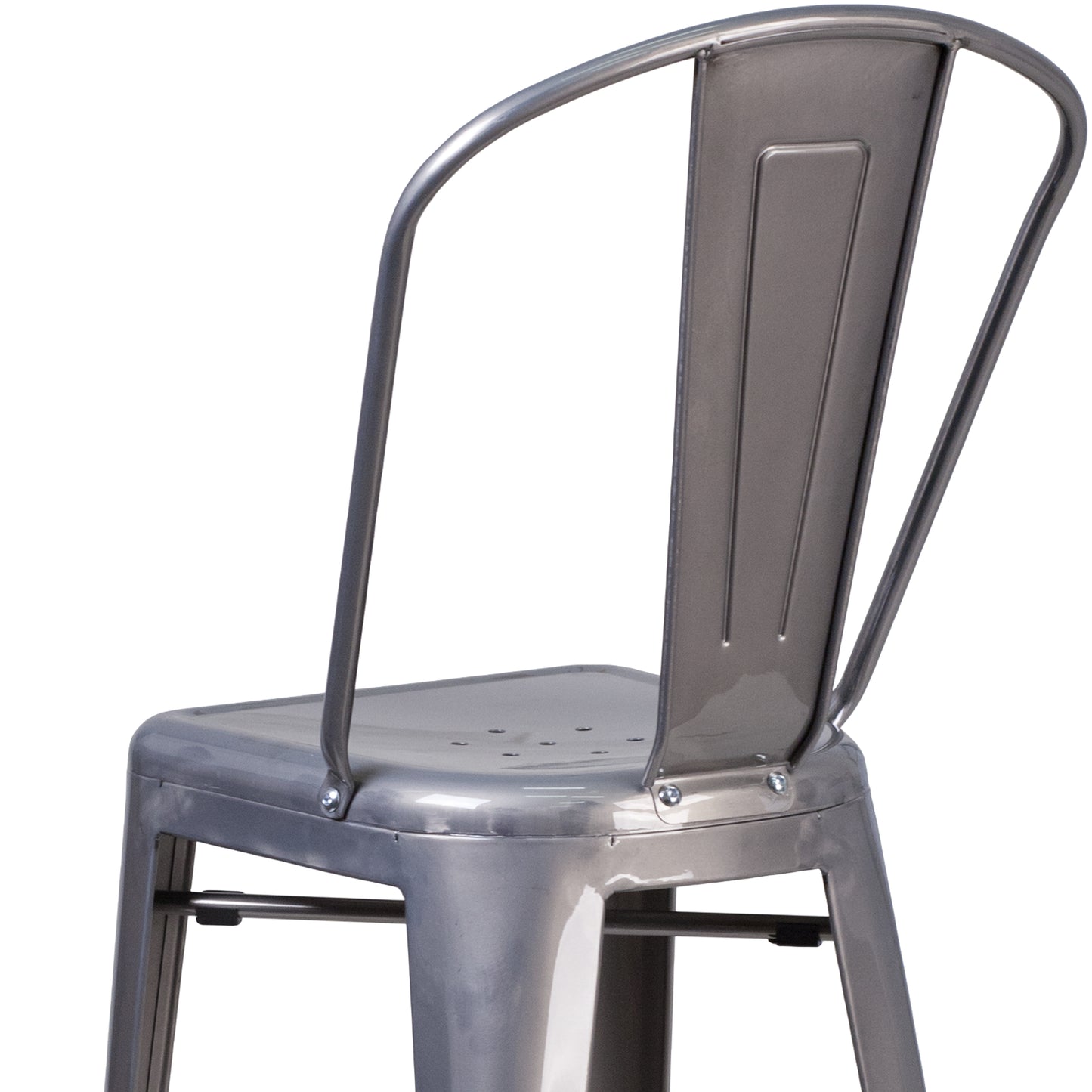 Lincoln 30'' High Silver Antique Finish with Clear Coat Indoor Barstool with Back Clear Coated