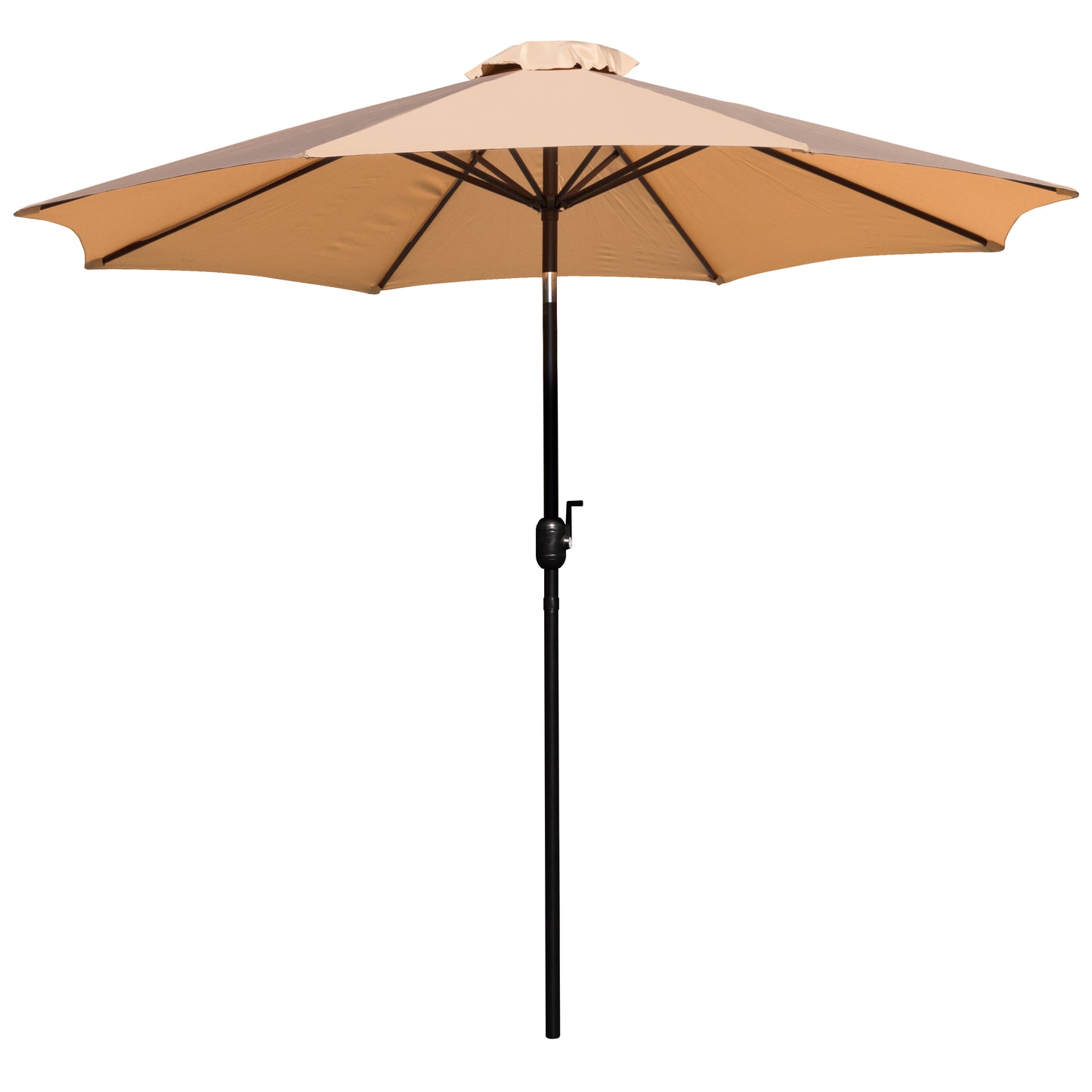 Lark 3 Piece Outdoor Patio Table Set - 35" Square Synthetic Teak Patio Table with Umbrella Hole and Tan Umbrella with Base Tan
